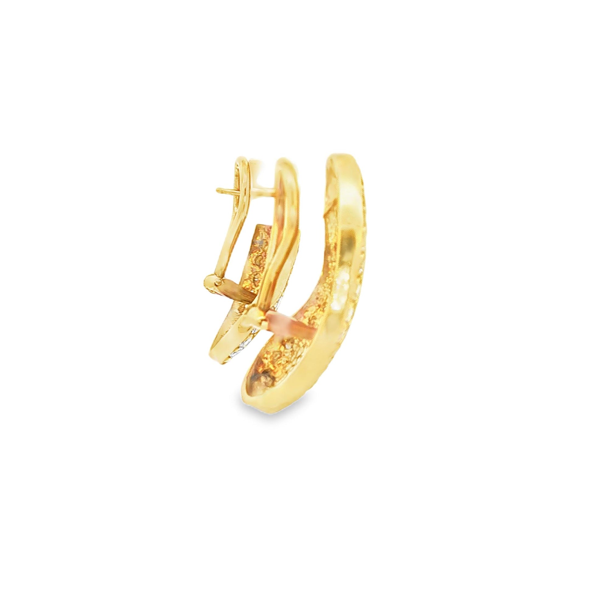 Vintage 18K Yellow Gold Diamond-Bordered Comma/Bean Clip Earrings