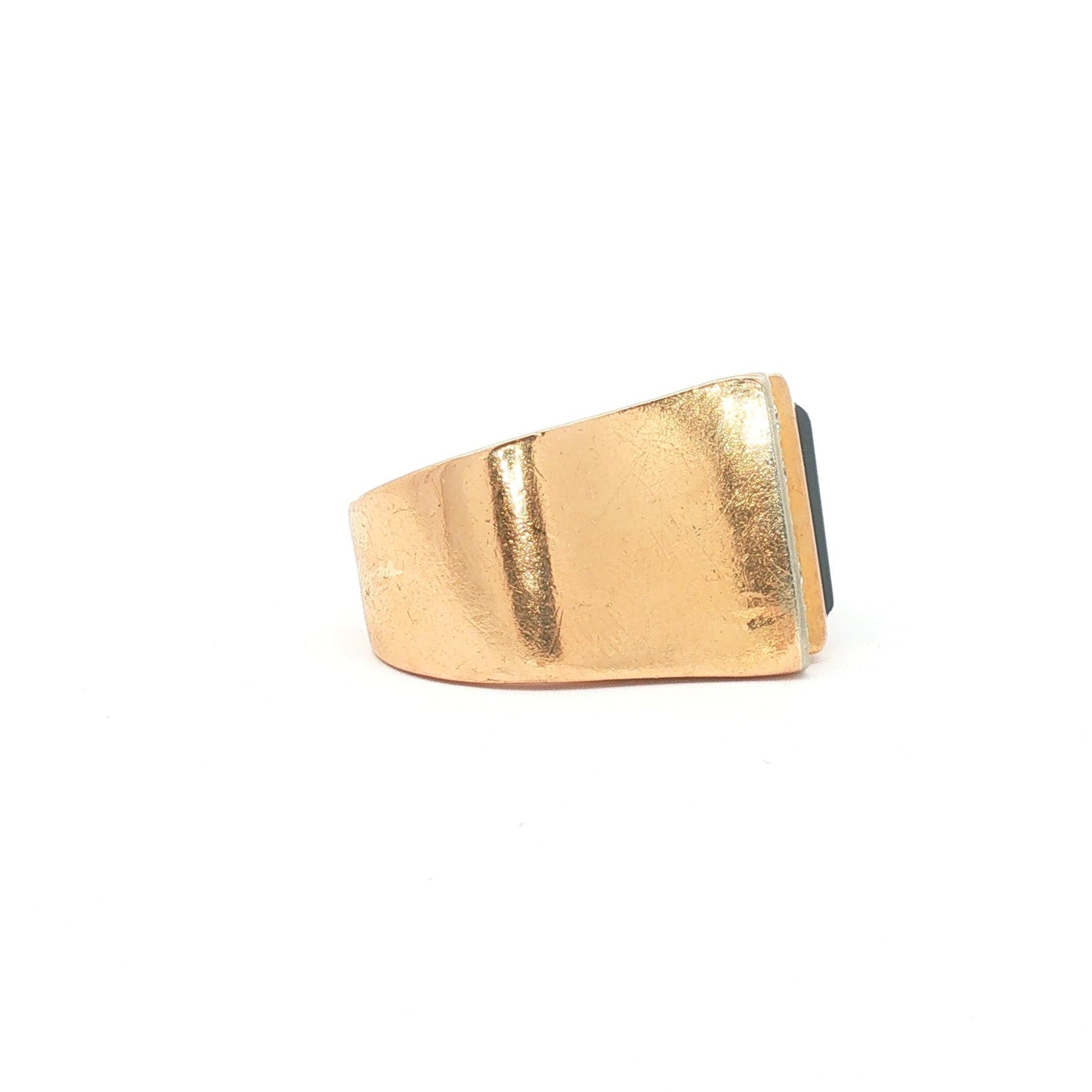 Yellow Gold Onyx and Diamond Modernist Tank Ring