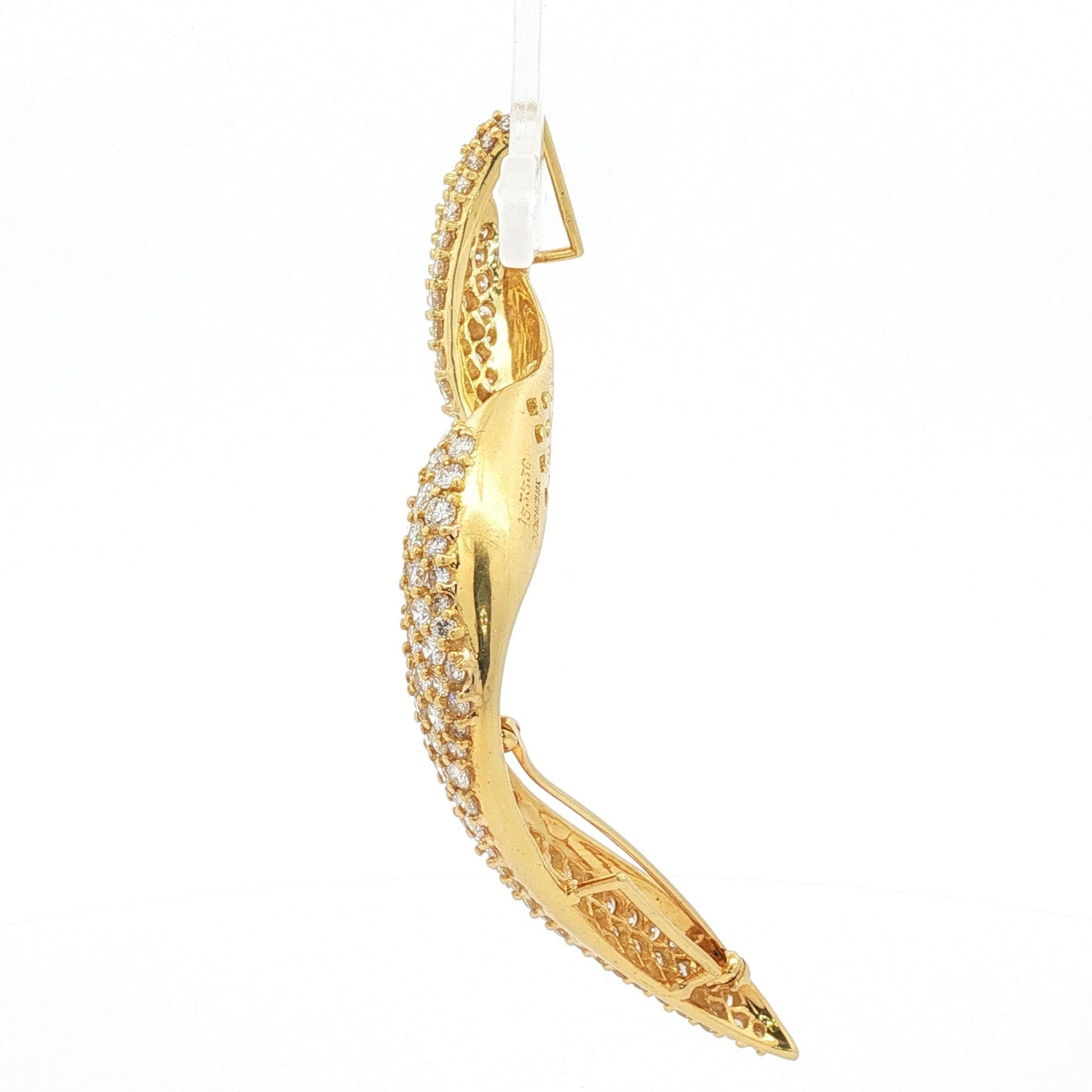 1970s Jose Hess Pave Diamond Sculptural Wave Pendant/Pin
