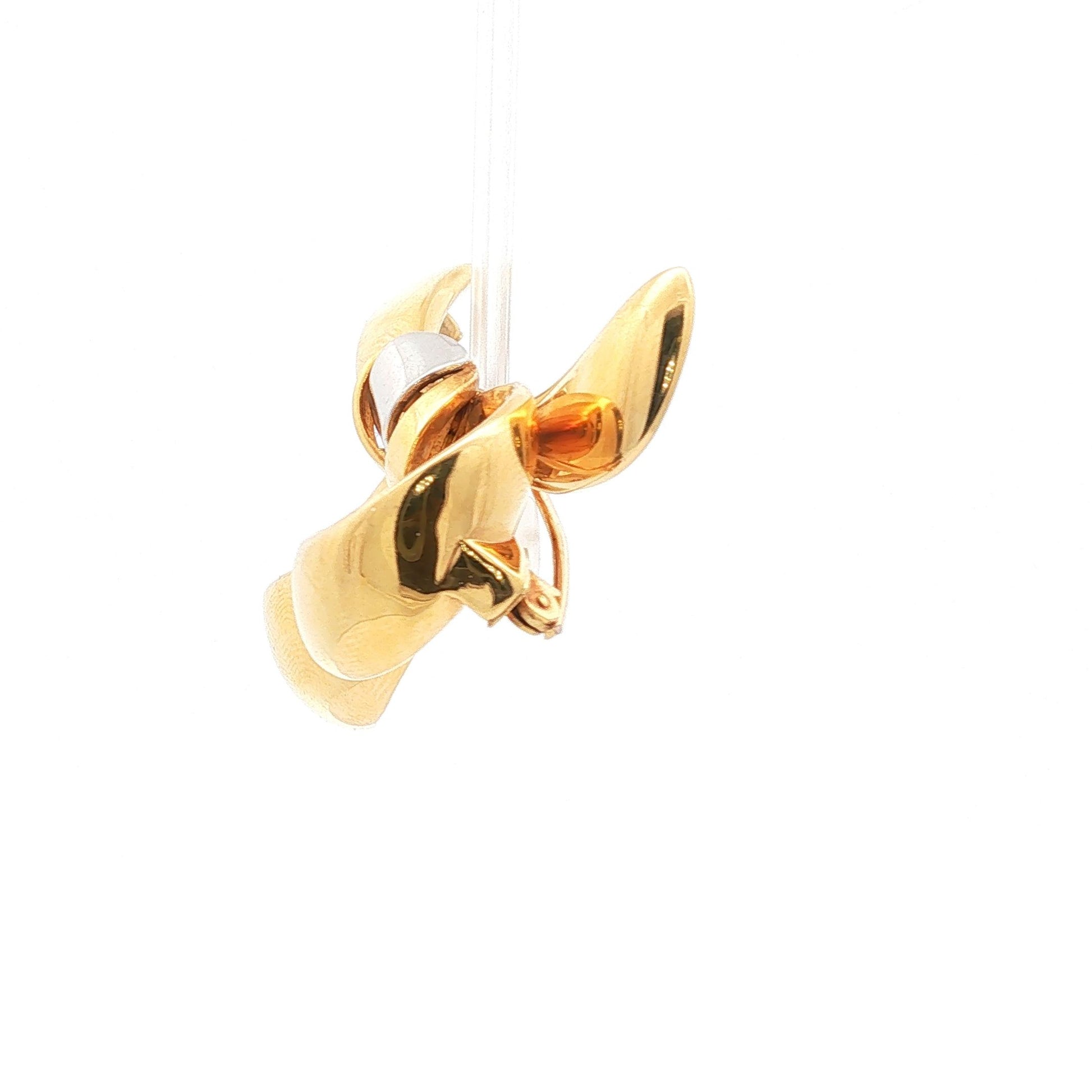 Andree Putman Limited Edition Polished Ribbon Bow Brooch With White-Gold Knot