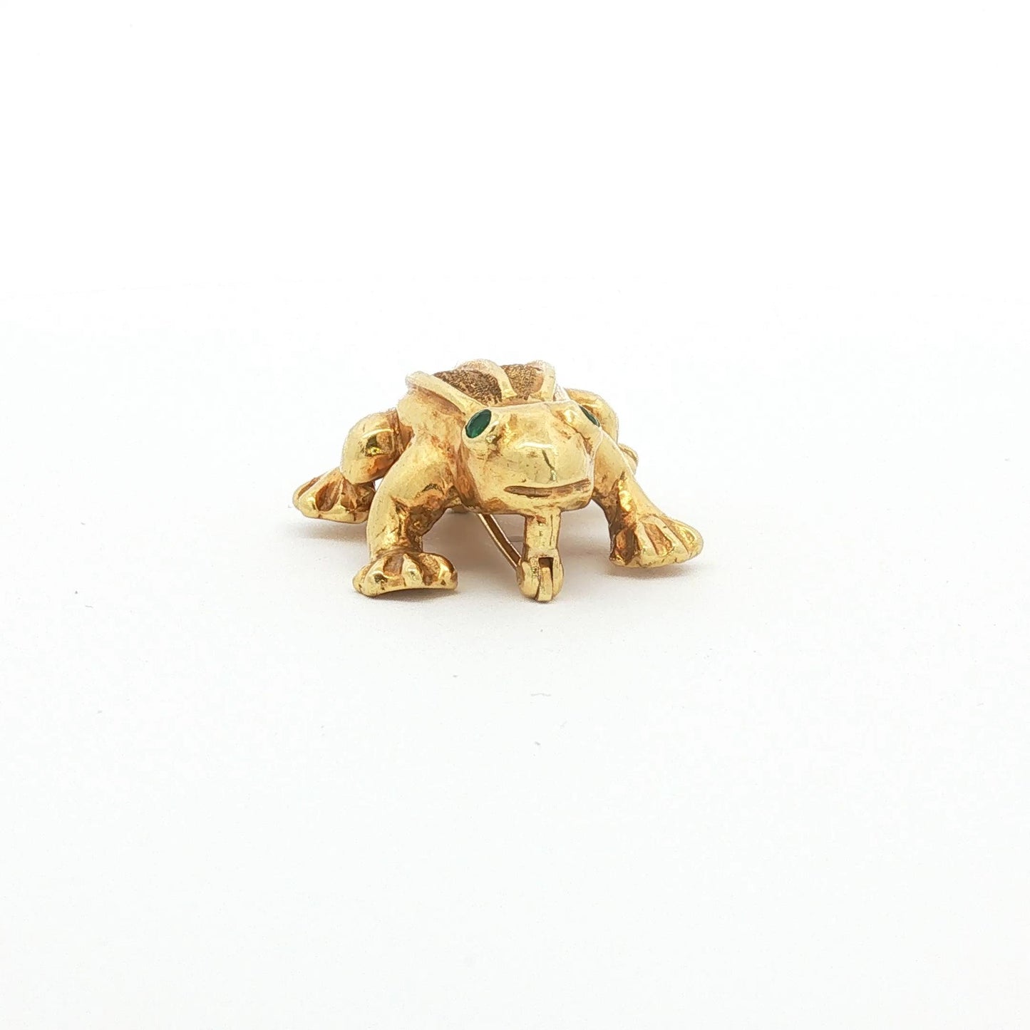 Vintage Mid-Century 18K Frog Pin w/Emerald Eyes