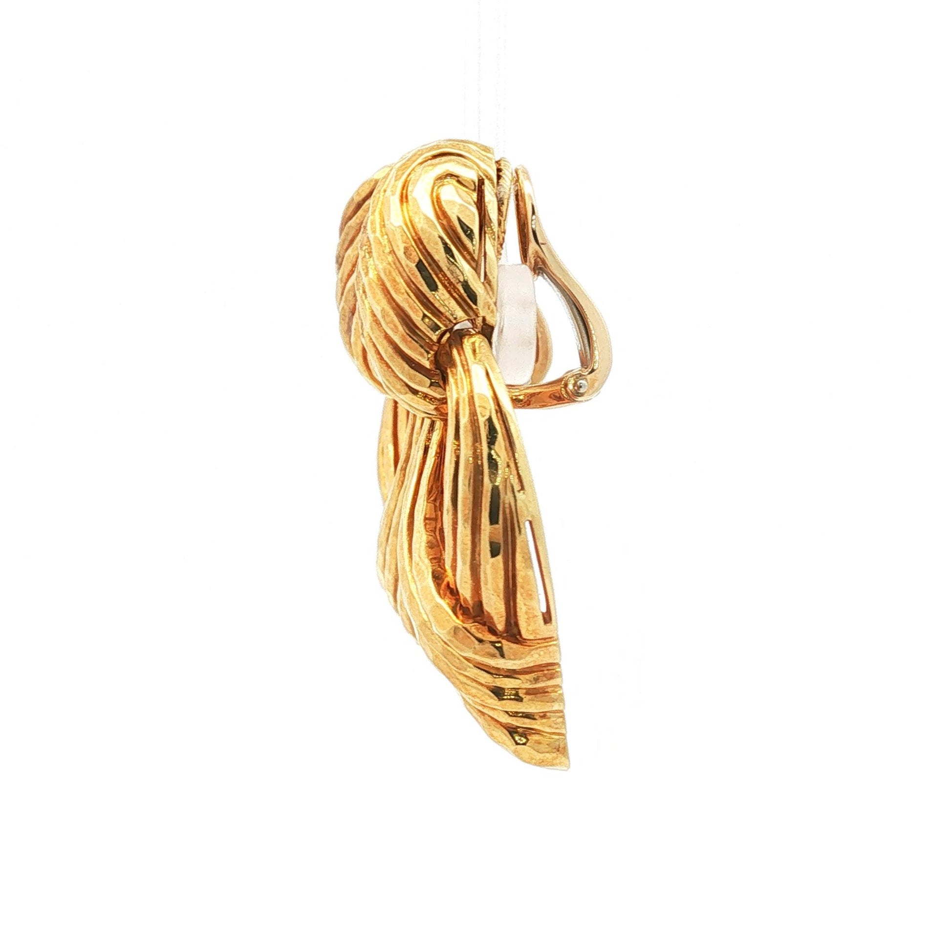 Vintage Henry Dunay Hammered Yellow Gold Door-Knocker Earclips