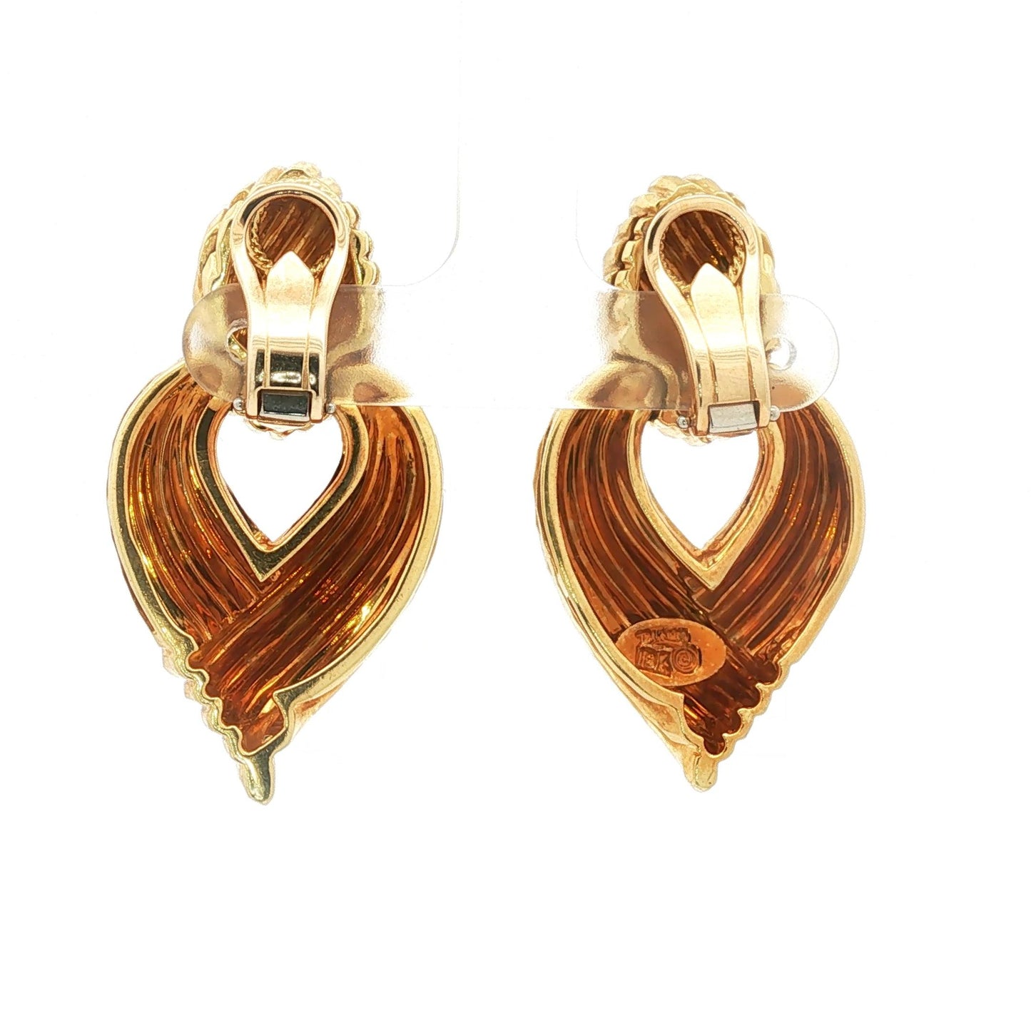Vintage Henry Dunay Hammered Yellow Gold Door-Knocker Earclips