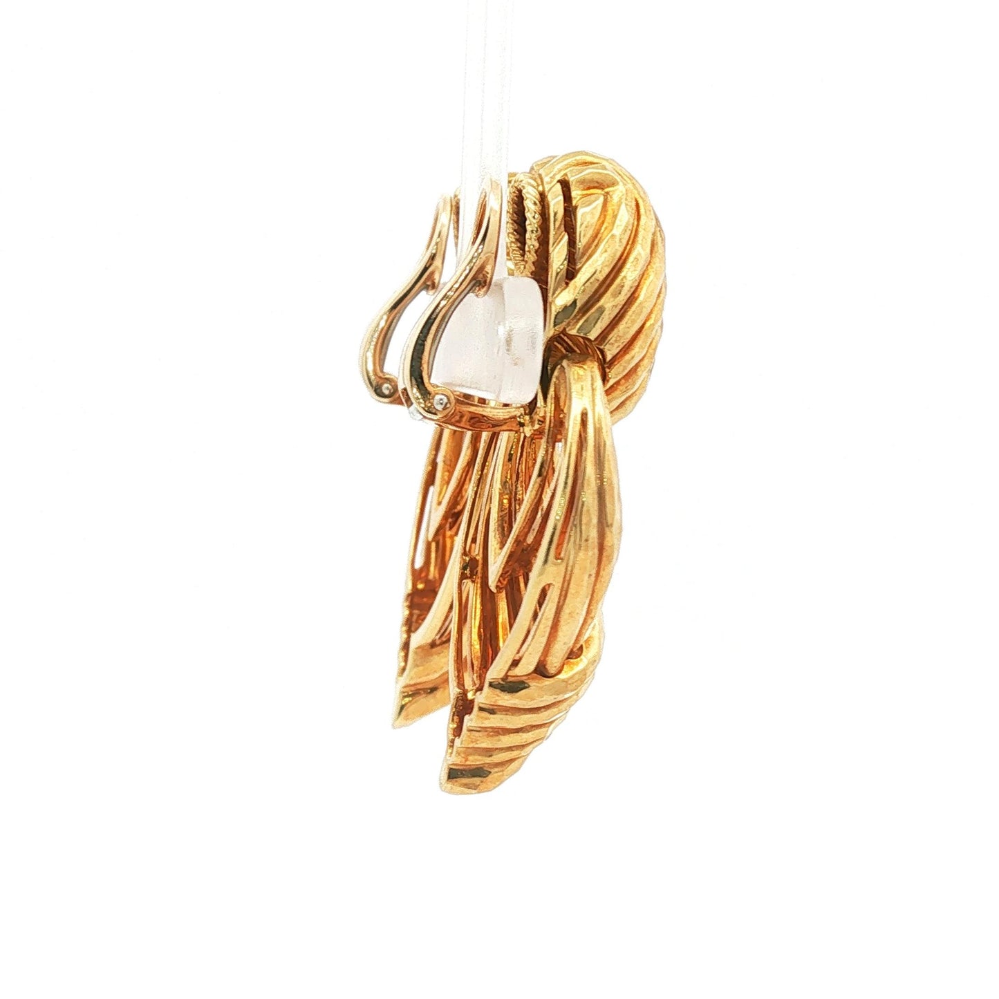 Vintage Henry Dunay Hammered Yellow Gold Door-Knocker Earclips