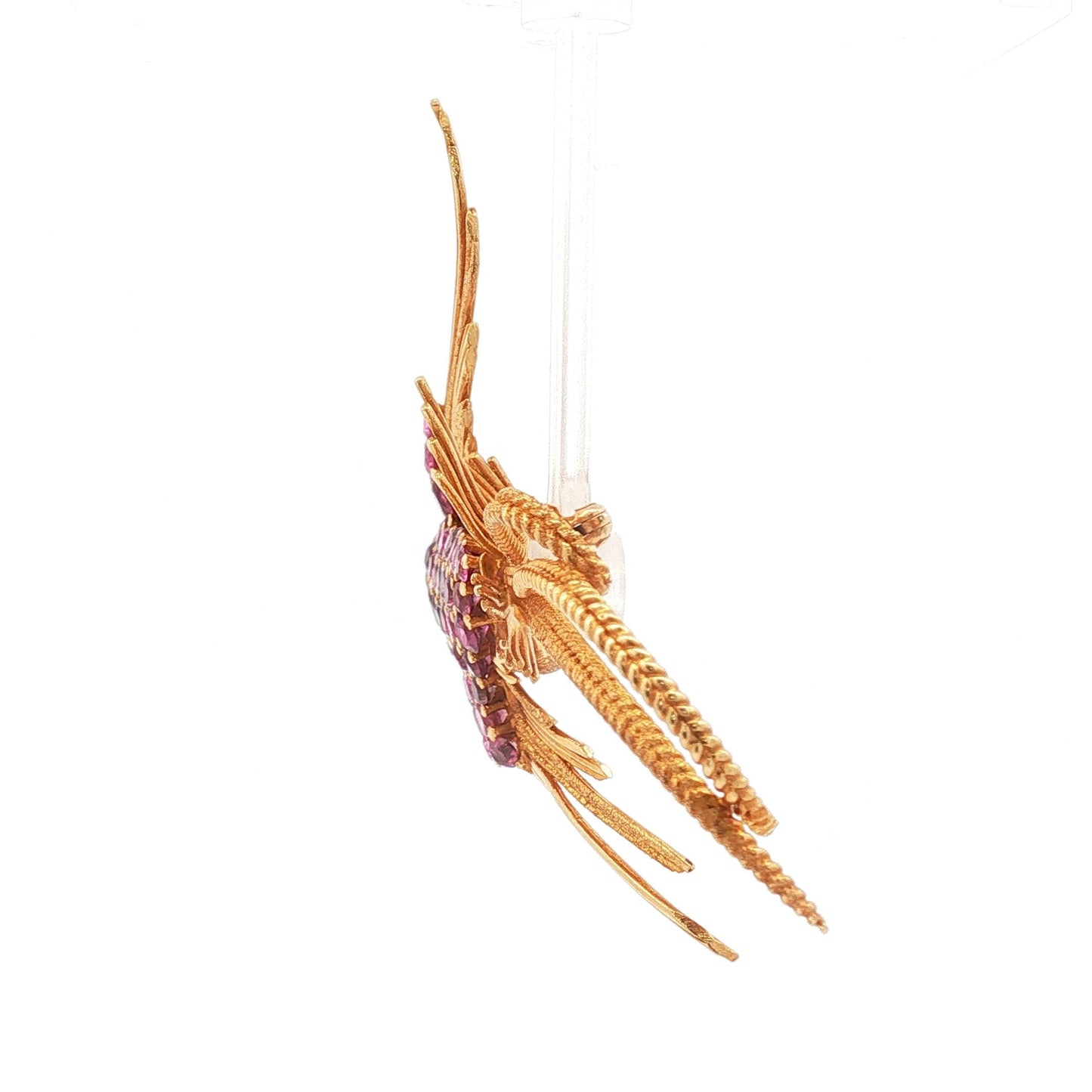 J. Rossi Ruby and Diamond Bird-in-Flight Brooch in 18k Yellow Gold