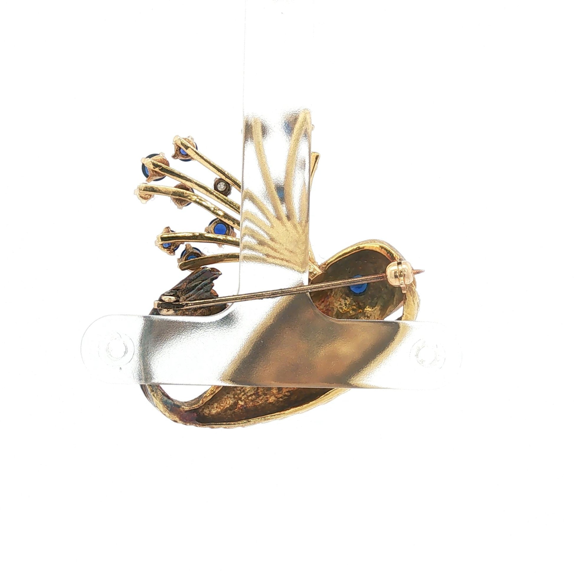 Vintage Rare 18K E. Pearl Whale Brooch with Sapphire and Diamond Spout