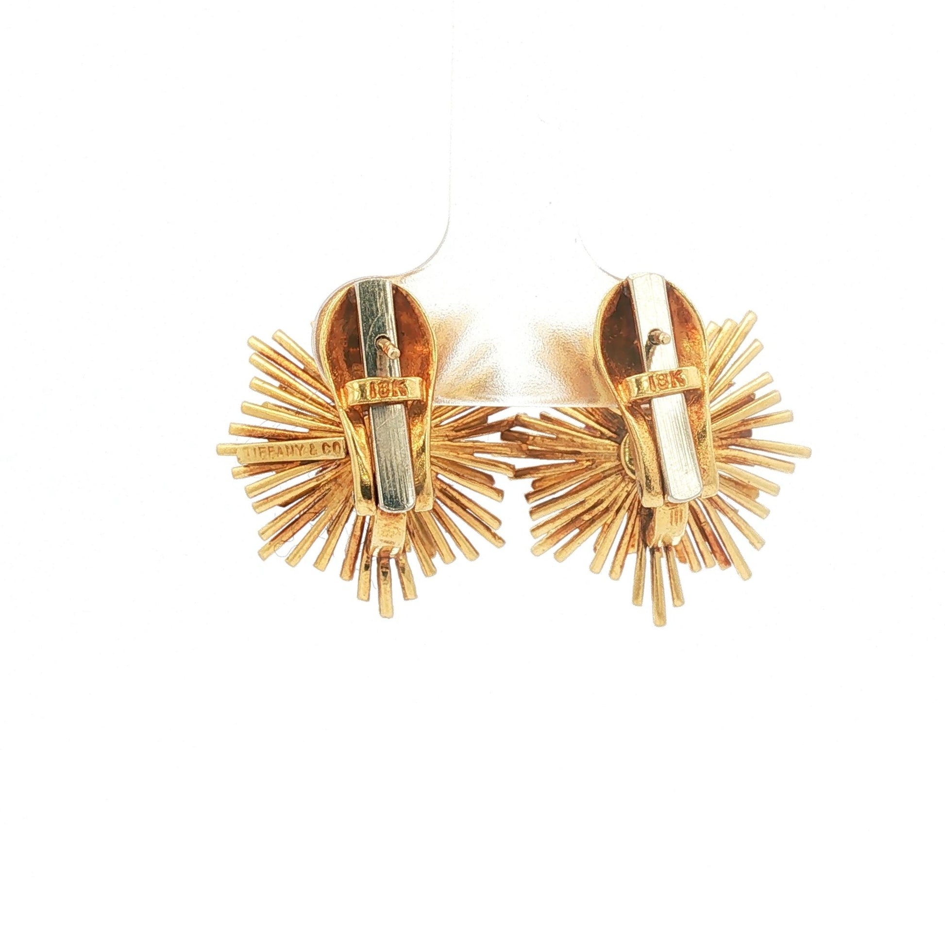 Vintage Mid-century Tiffany & Co 18K Ruby and Diamond Sunburst Earring
