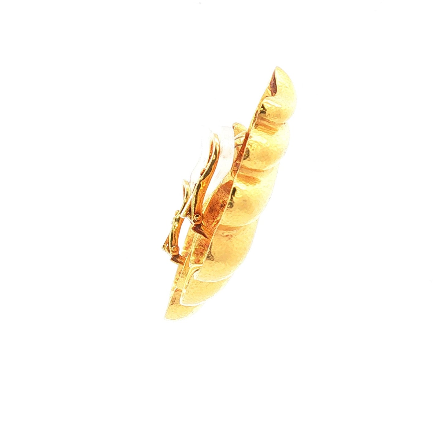Vintage 1980s 22K Zolotas Yellow Gold Greek Ginkgo Leaf Clip Earrings