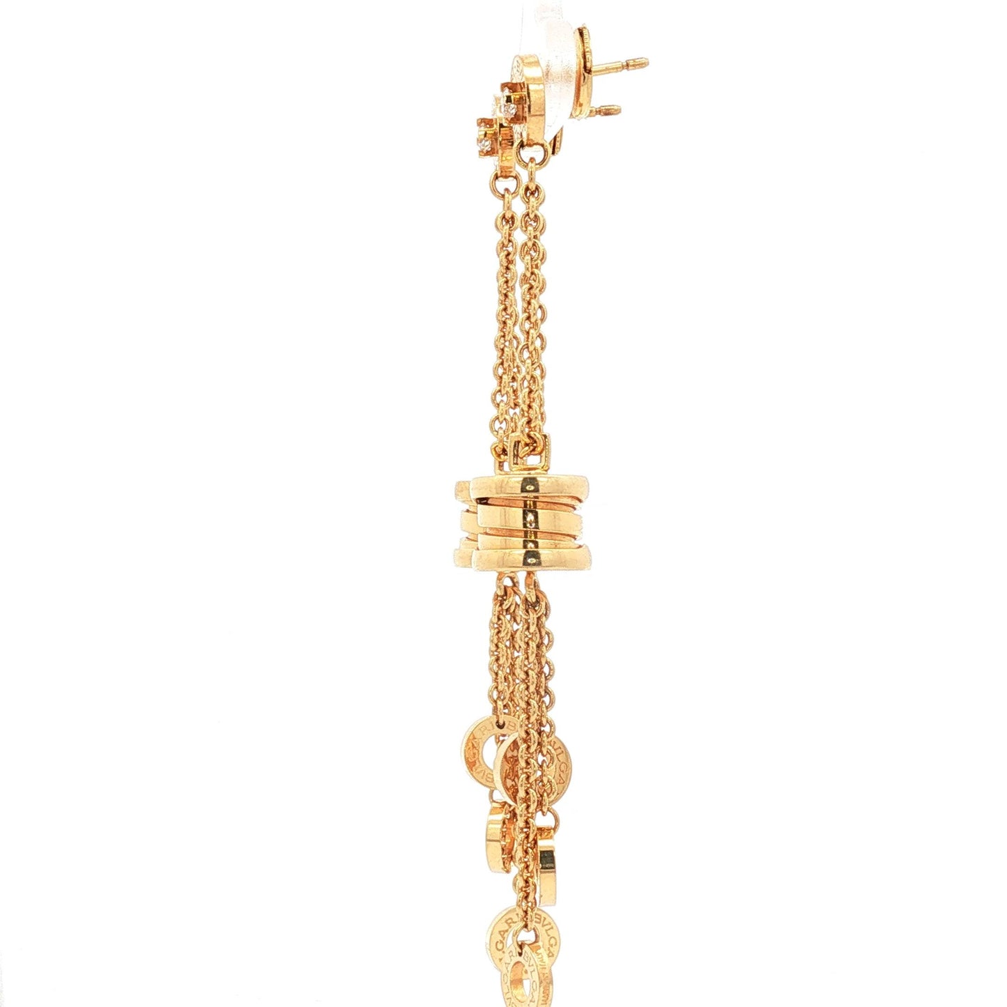 BVLGARI B.zero1 Yellow Gold Diamond and Multi-Logo Chain Drop Earrings