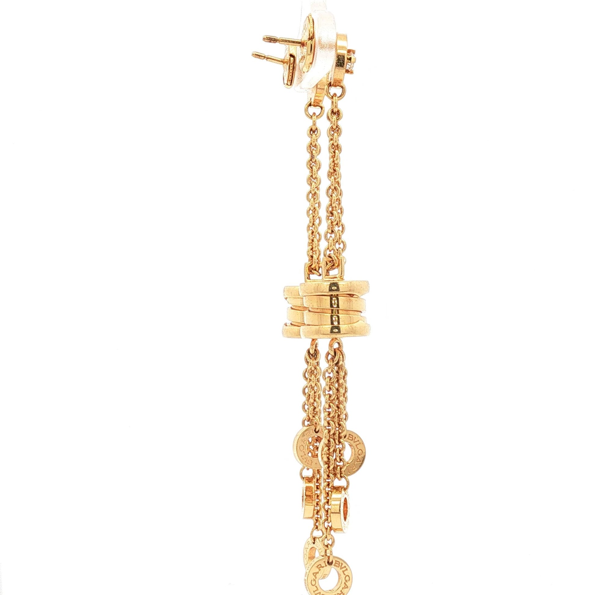 BVLGARI B.zero1 Yellow Gold Diamond and Multi-Logo Chain Drop Earrings