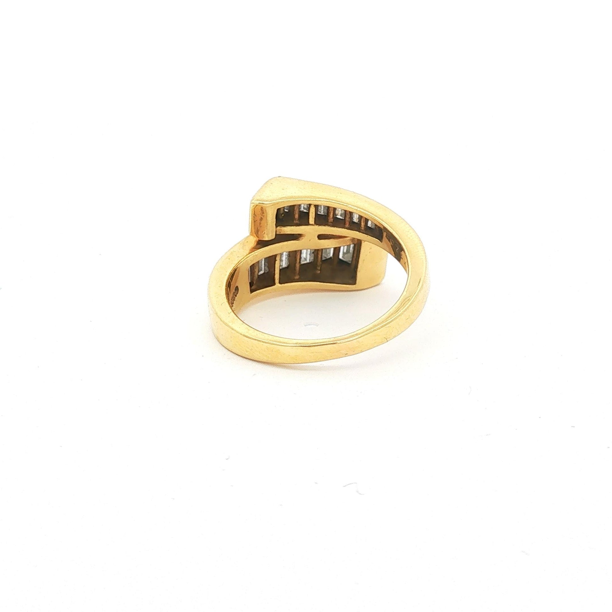 18K Yellow Gold Channel-Set Baguette Diamond Bypass Cocktail Ring