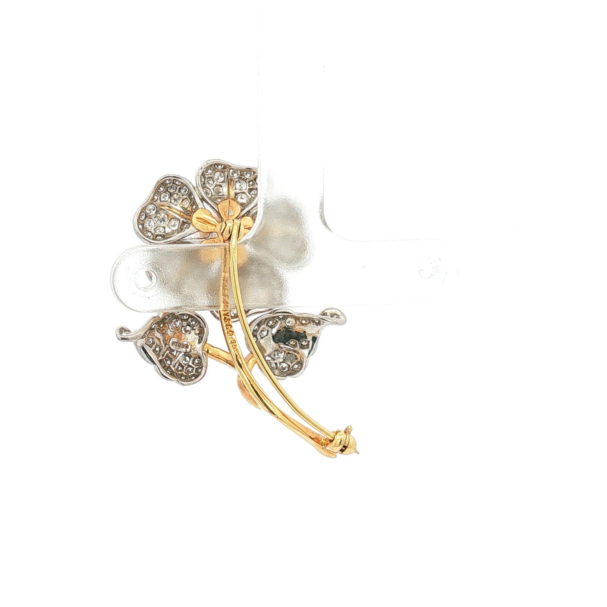 Vintage 1970s Tiffany & Co. 18K Pearl + Diamond Flower Brooch