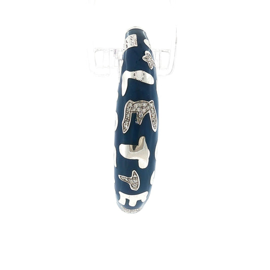 Italian Nouvelle Bague 18K Enamel/Silver/Diamond Bangle