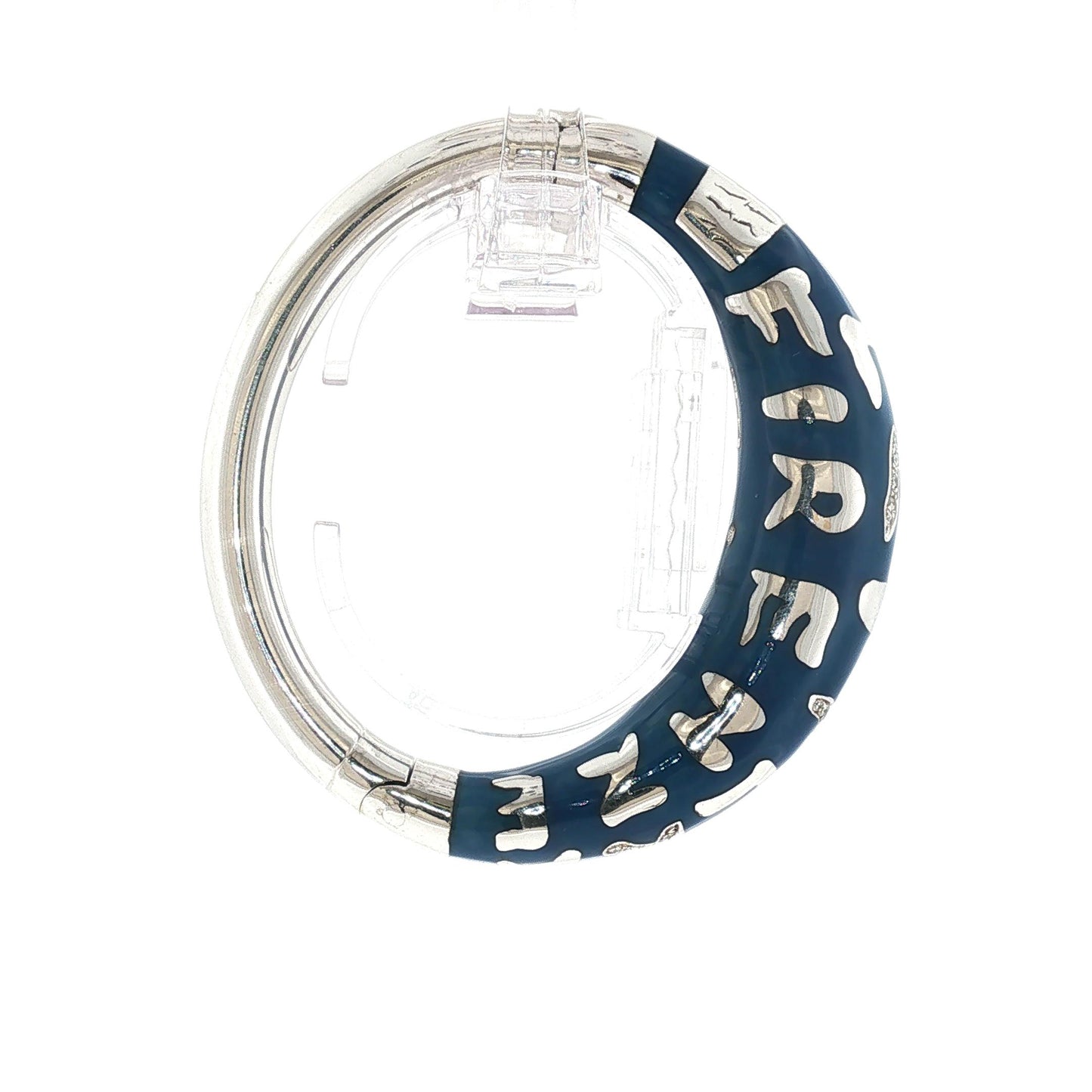 Italian Nouvelle Bague 18K Enamel/Silver/Diamond Bangle