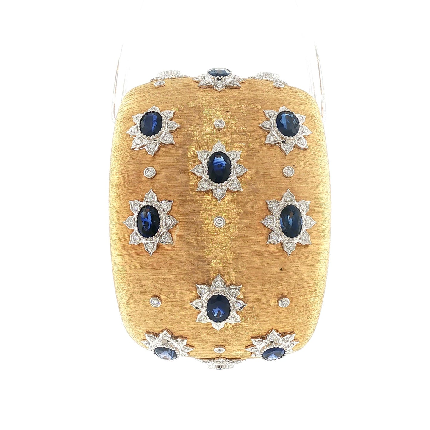 15 Carat Sapphire and Diamond 18K "AP" Bangle with Flip-up Hinge