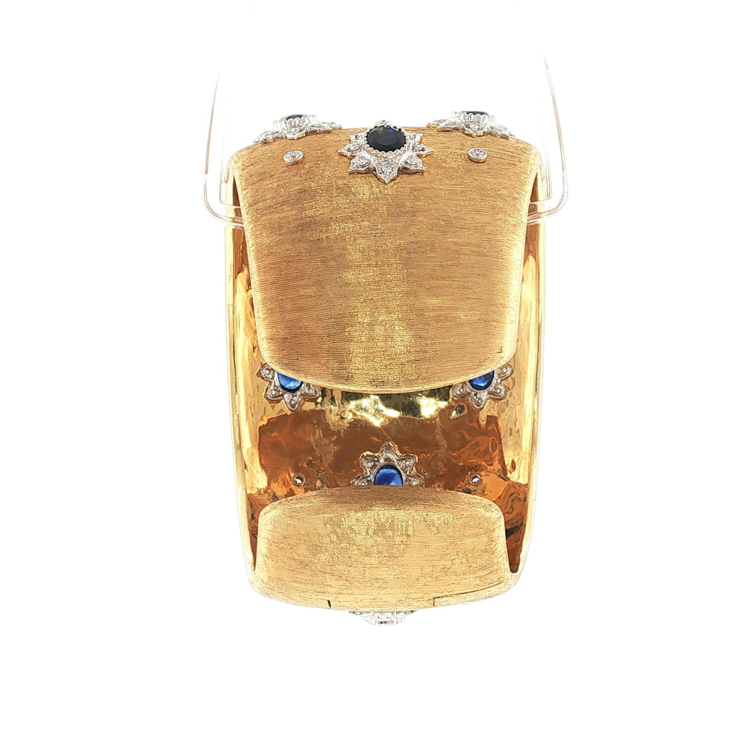 15 Carat Sapphire and Diamond 18K "AP" Bangle with Flip-up Hinge