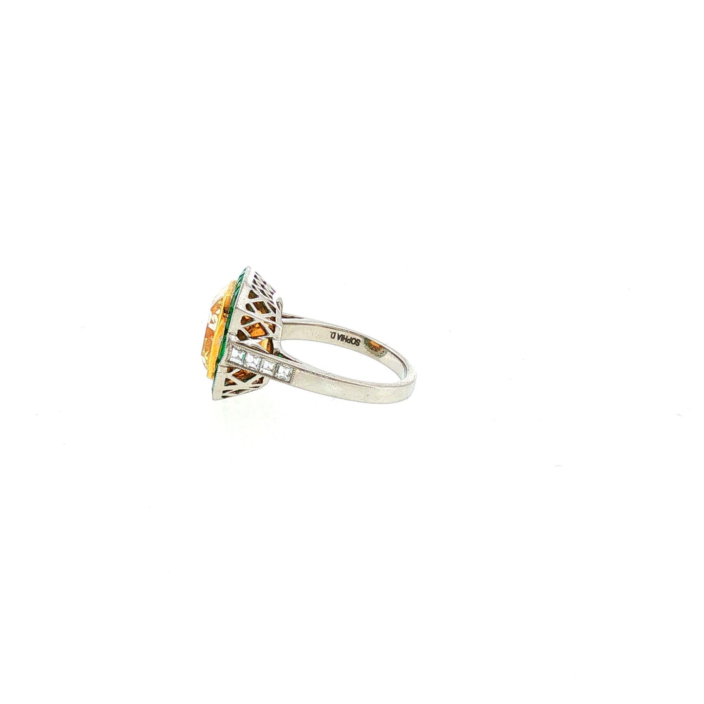 Sophia D. Platinum 5.01CT Fancy Yellow Diamond Ring with Emerald Halo