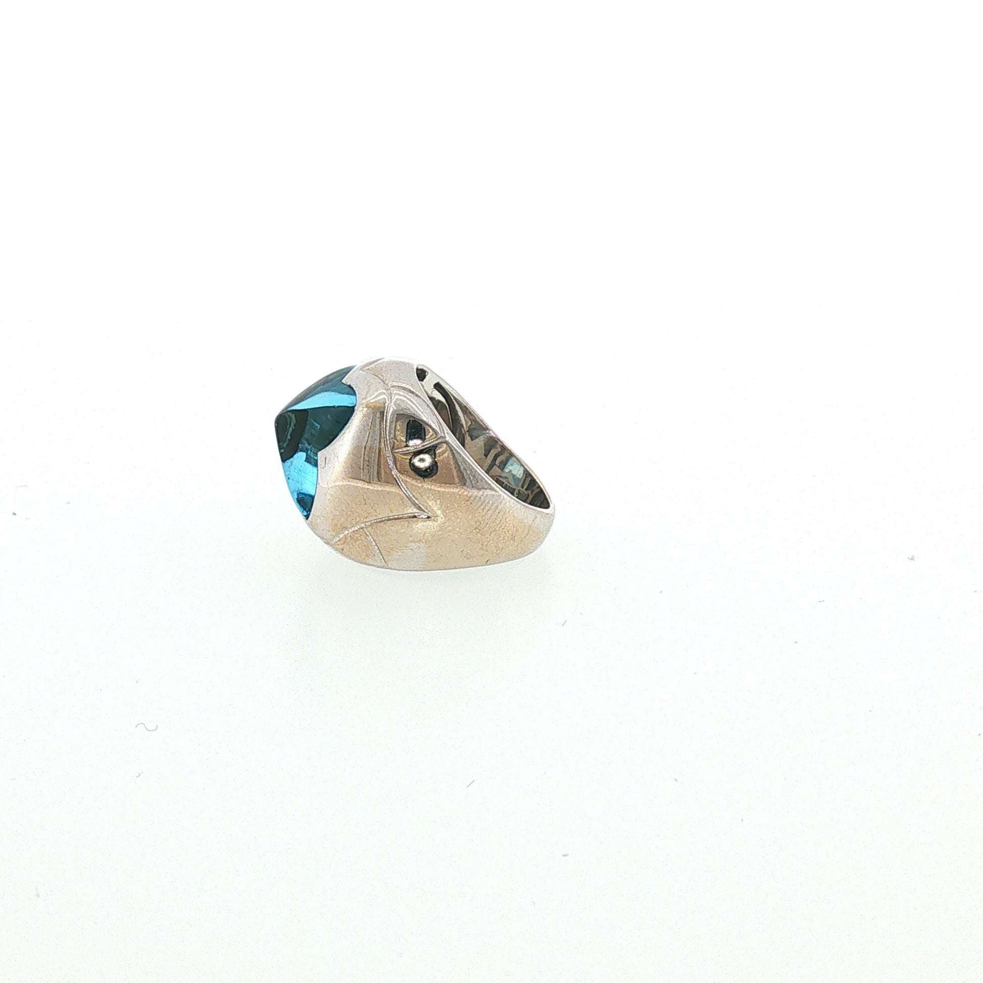 Vintage BVLGARI Sugarloaf Blue Topaz 18K Ring