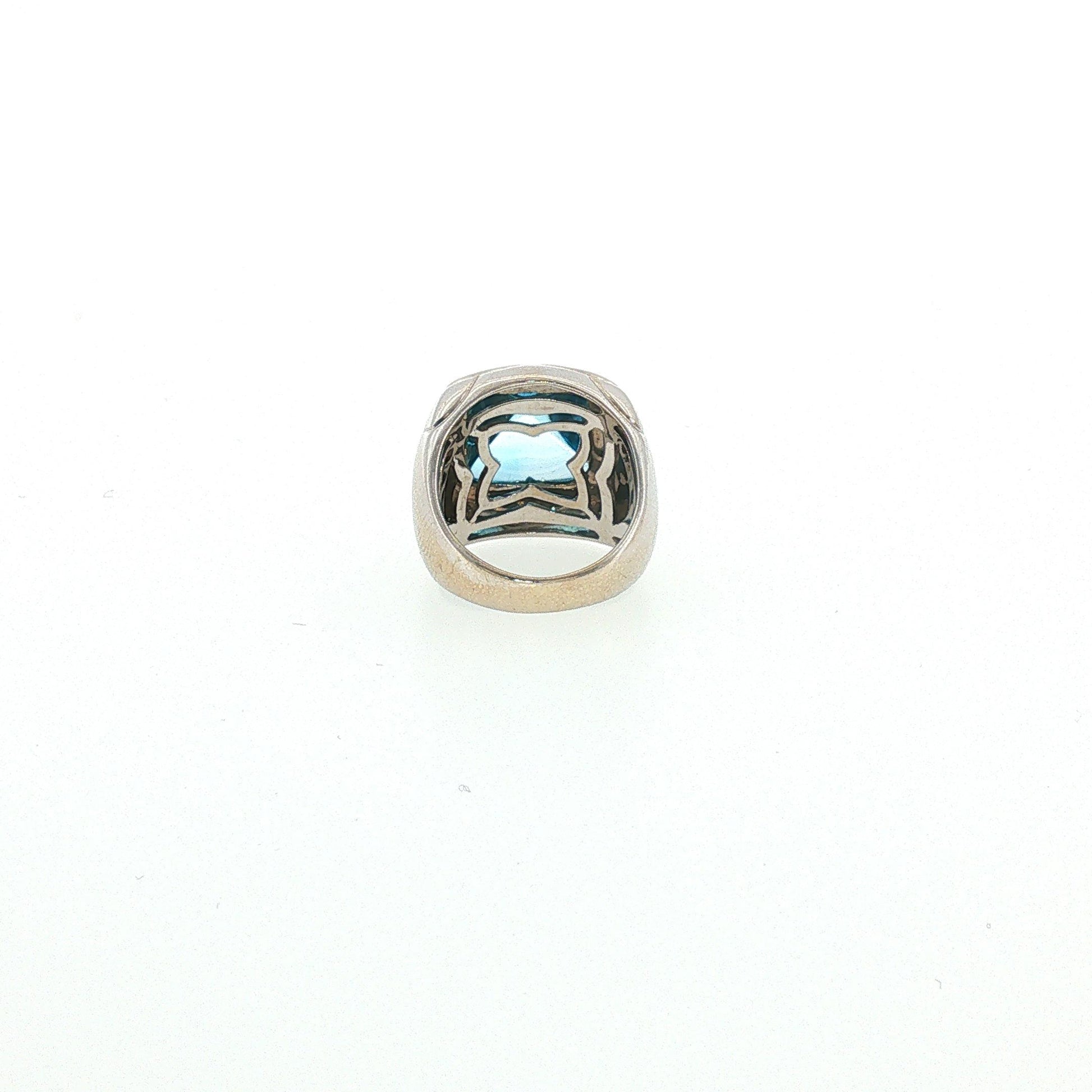 Vintage BVLGARI Sugarloaf Blue Topaz 18K Ring