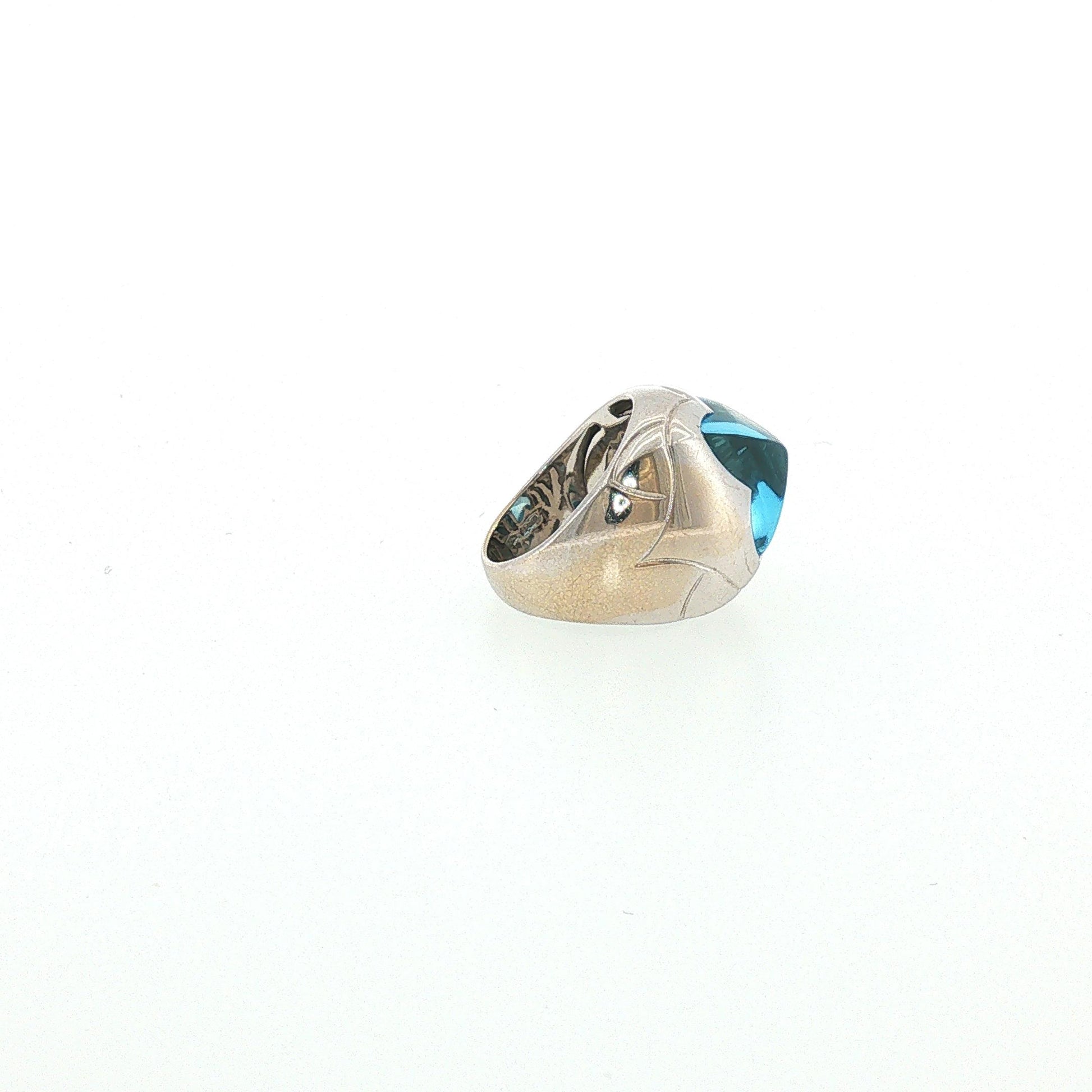 Vintage BVLGARI Sugarloaf Blue Topaz 18K Ring
