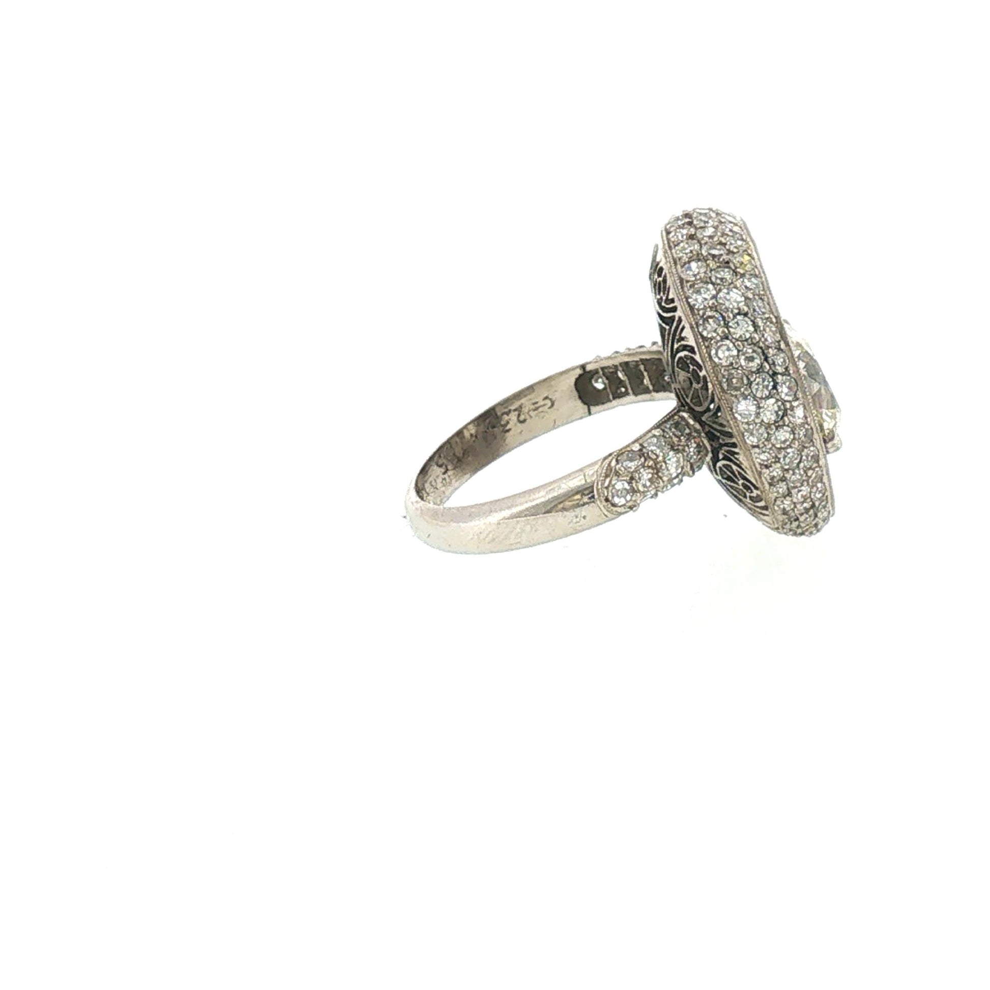 Unique Vintage Concave Diamond and Calibre-set Ruby Sunburst Plat Ring