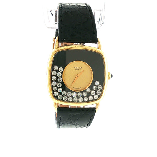 Chopard Happy Diamonds Watch in Yellow Gold w/Crocodile Strap