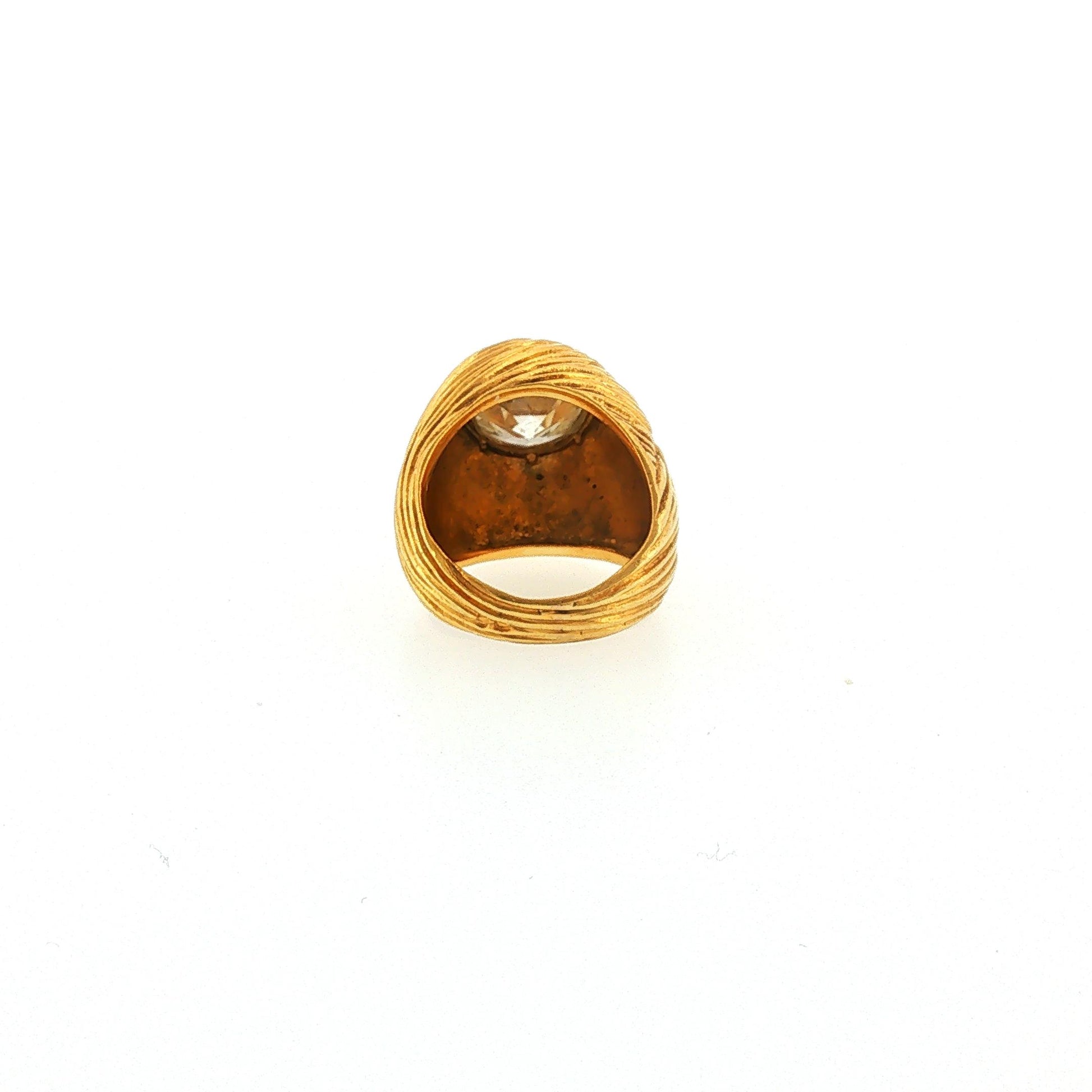 Vintage 3.10 Carat Round Brilliant Diamond in 18K Spiraled Texture Gold