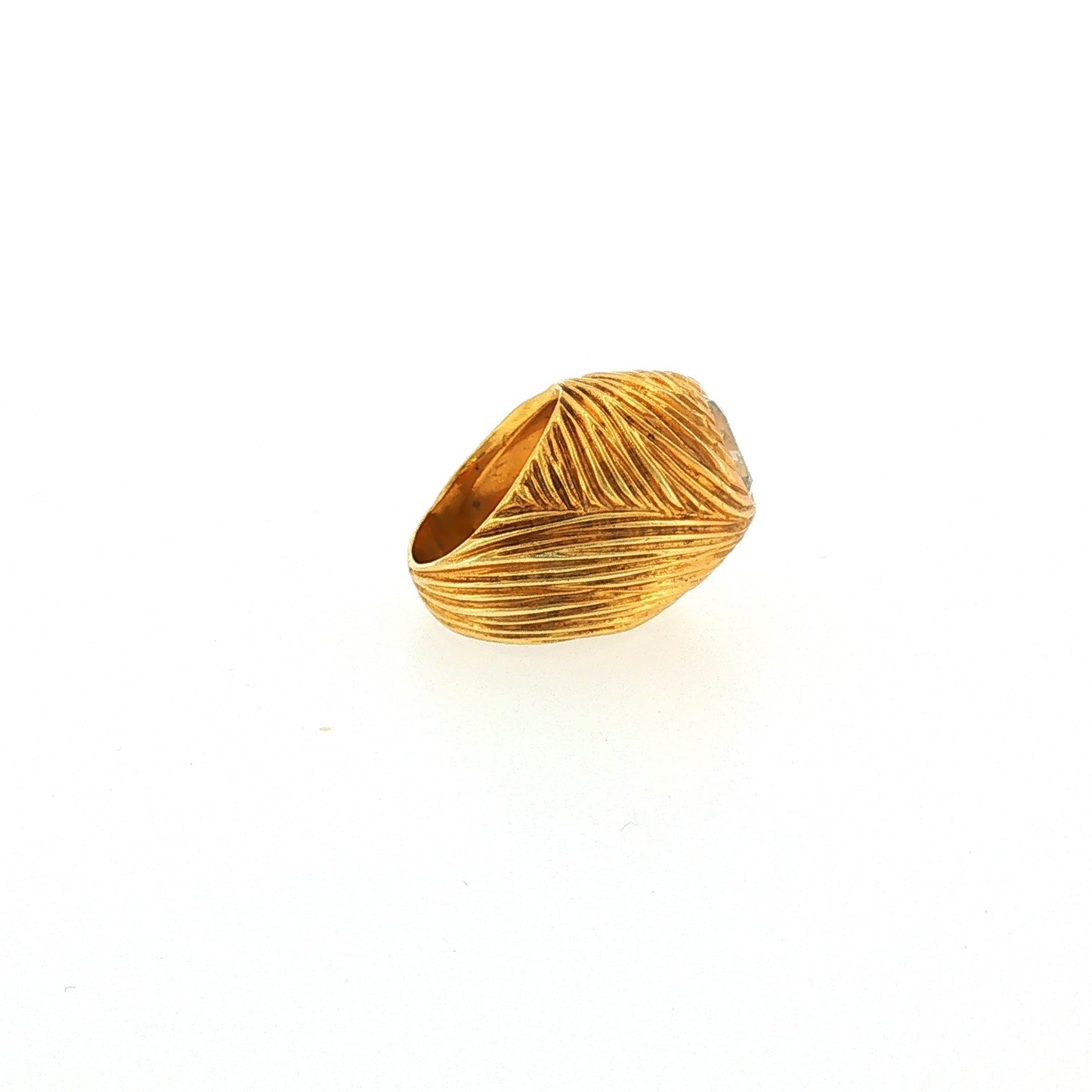 Vintage 3.10 Carat Round Brilliant Diamond in 18K Spiraled Texture Gold