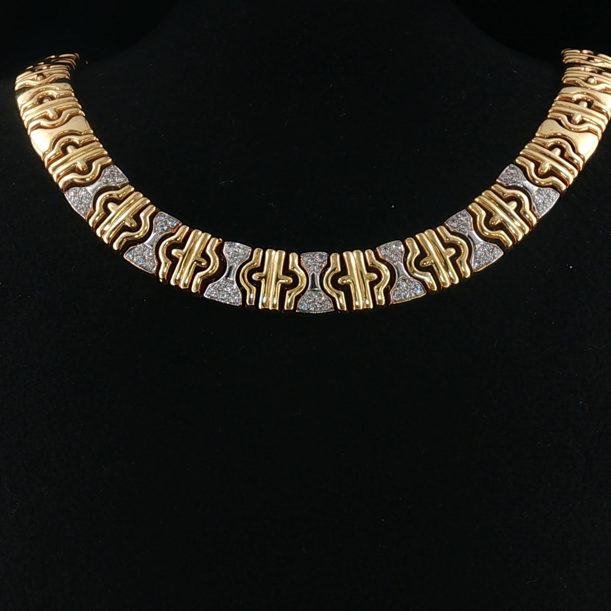 Vintage 14K Two Tone Parentesi Necklace with Diamond Cluster