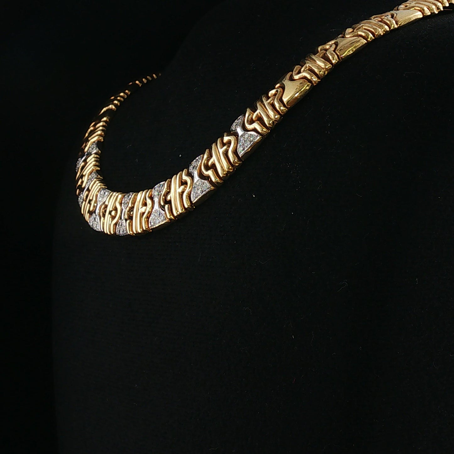 Vintage 14K Two Tone Parentesi Necklace with Diamond Cluster