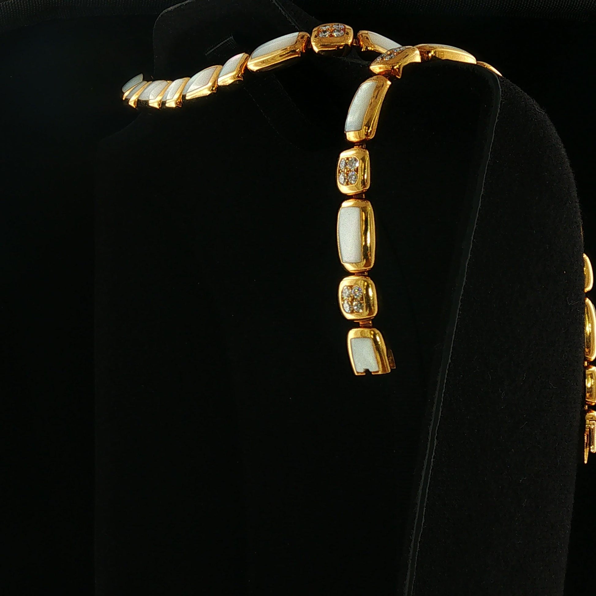 VCA 1960s Mother of Pearl and Diamond Necklace and Bracelet Set 18K