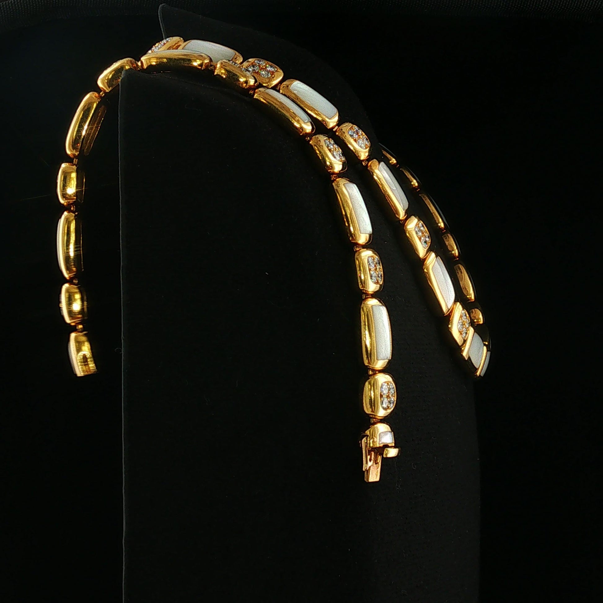 VCA 1960s Mother of Pearl and Diamond Necklace and Bracelet Set 18K