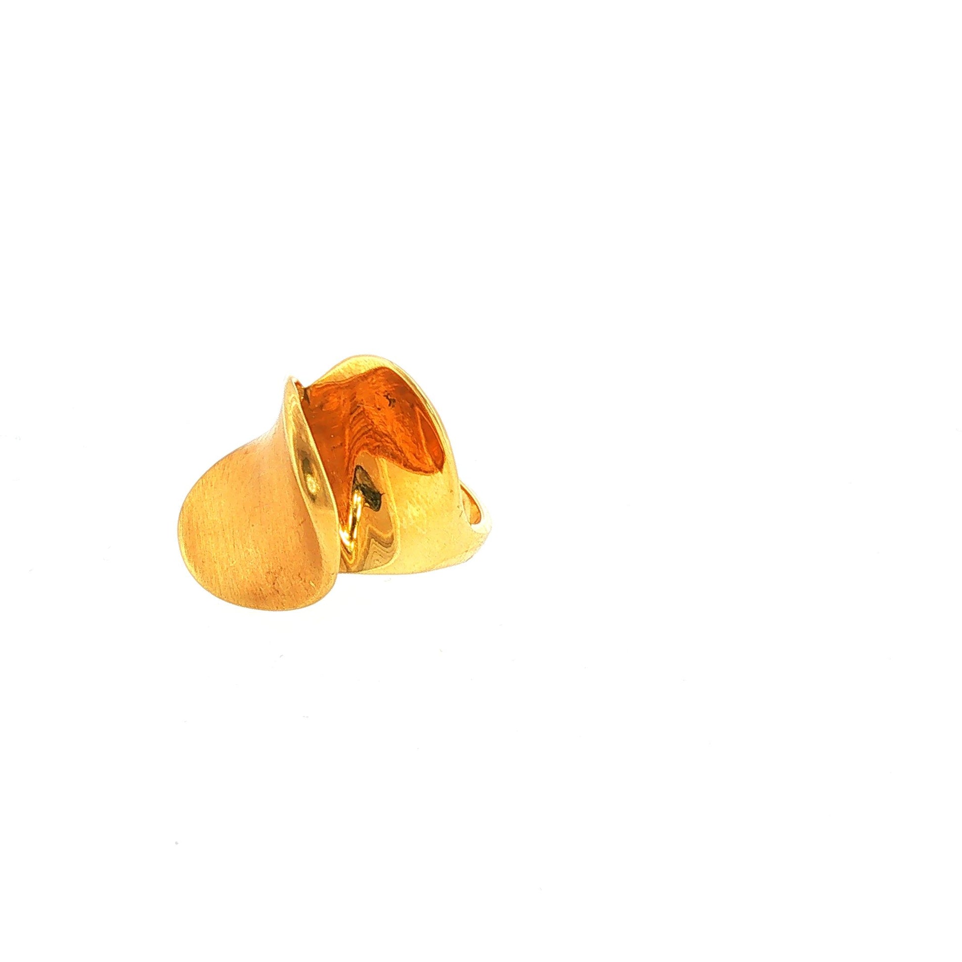 Vintage 18K French Abstract Two-Textured Lilypad Ring