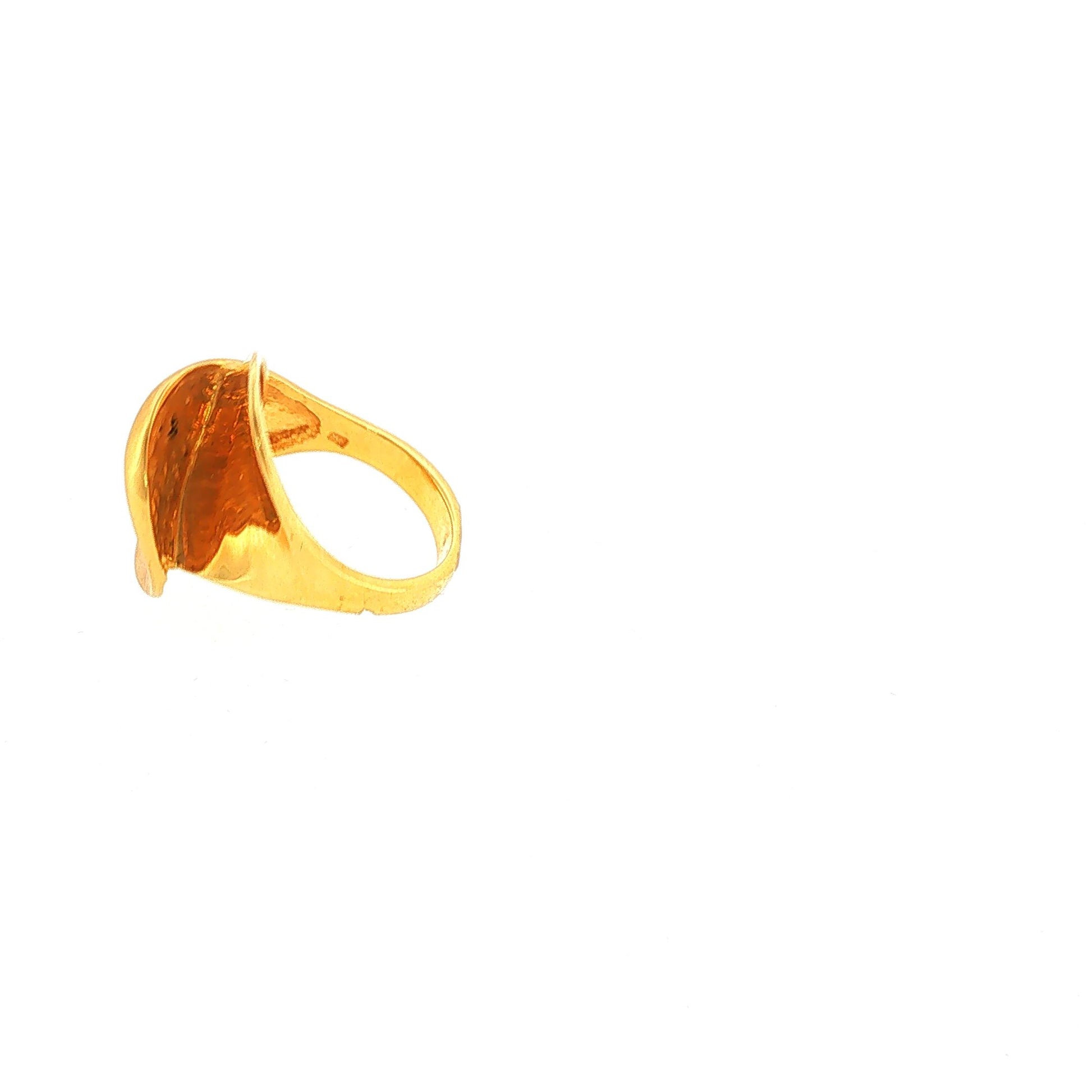 Vintage 18K French Abstract Two-Textured Lilypad Ring