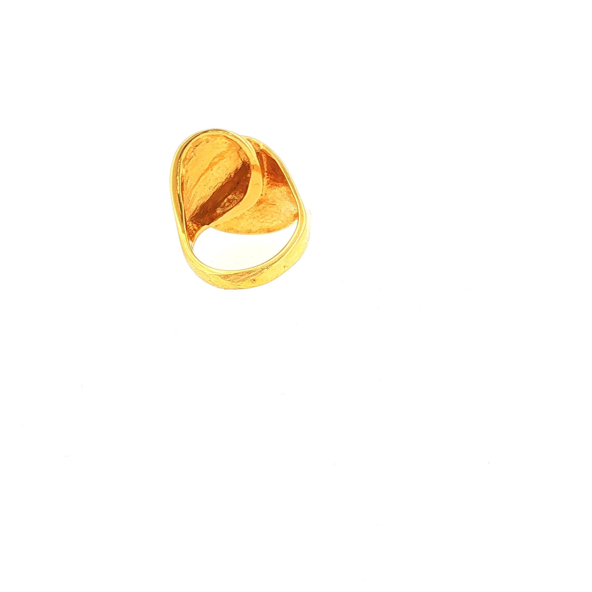 Vintage 18K French Abstract Two-Textured Lilypad Ring