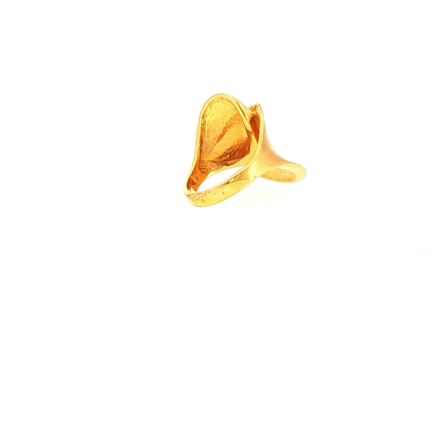 Vintage 18K French Abstract Two-Textured Lilypad Ring