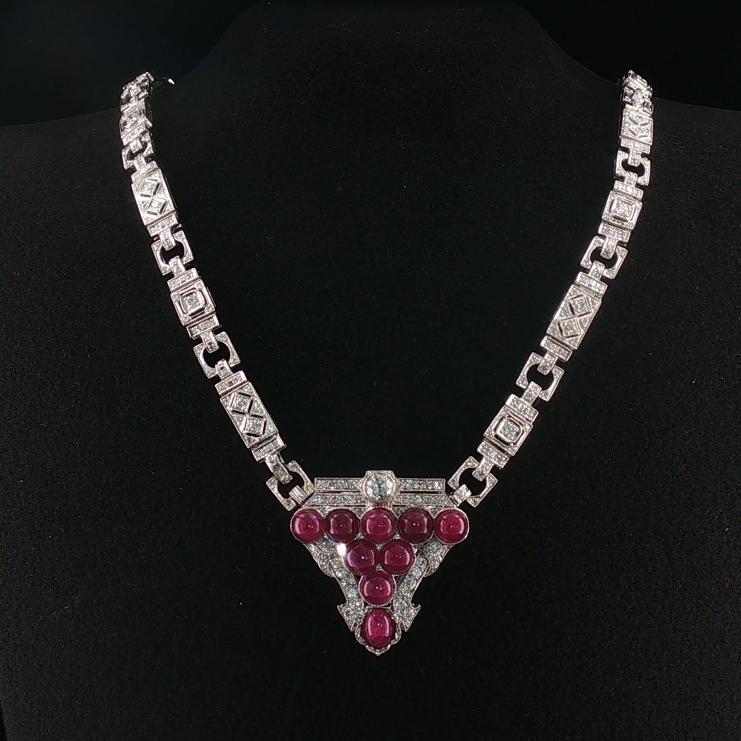 Rare Vintage Gillott & Co. Detachable Pendant Ruby and Platinum Necklace