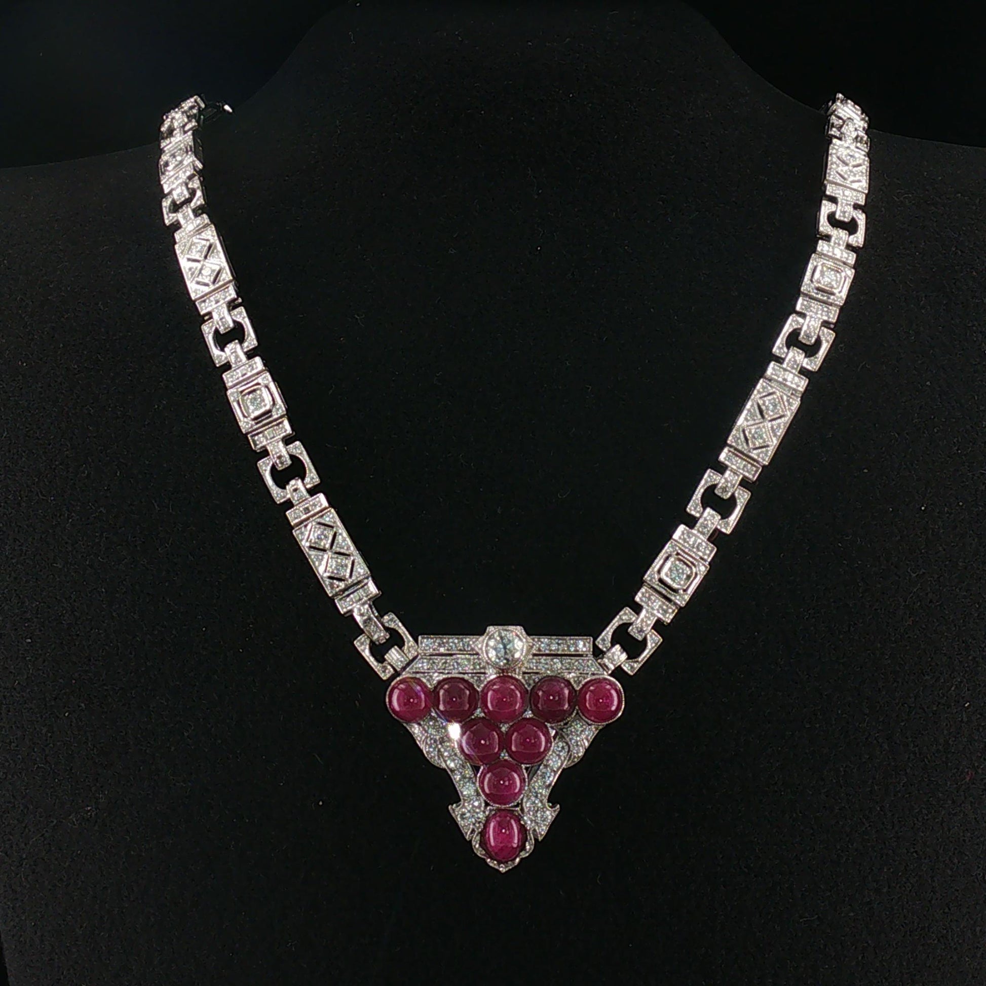 Rare Vintage Gillott & Co. Detachable Pendant Ruby and Platinum Necklace