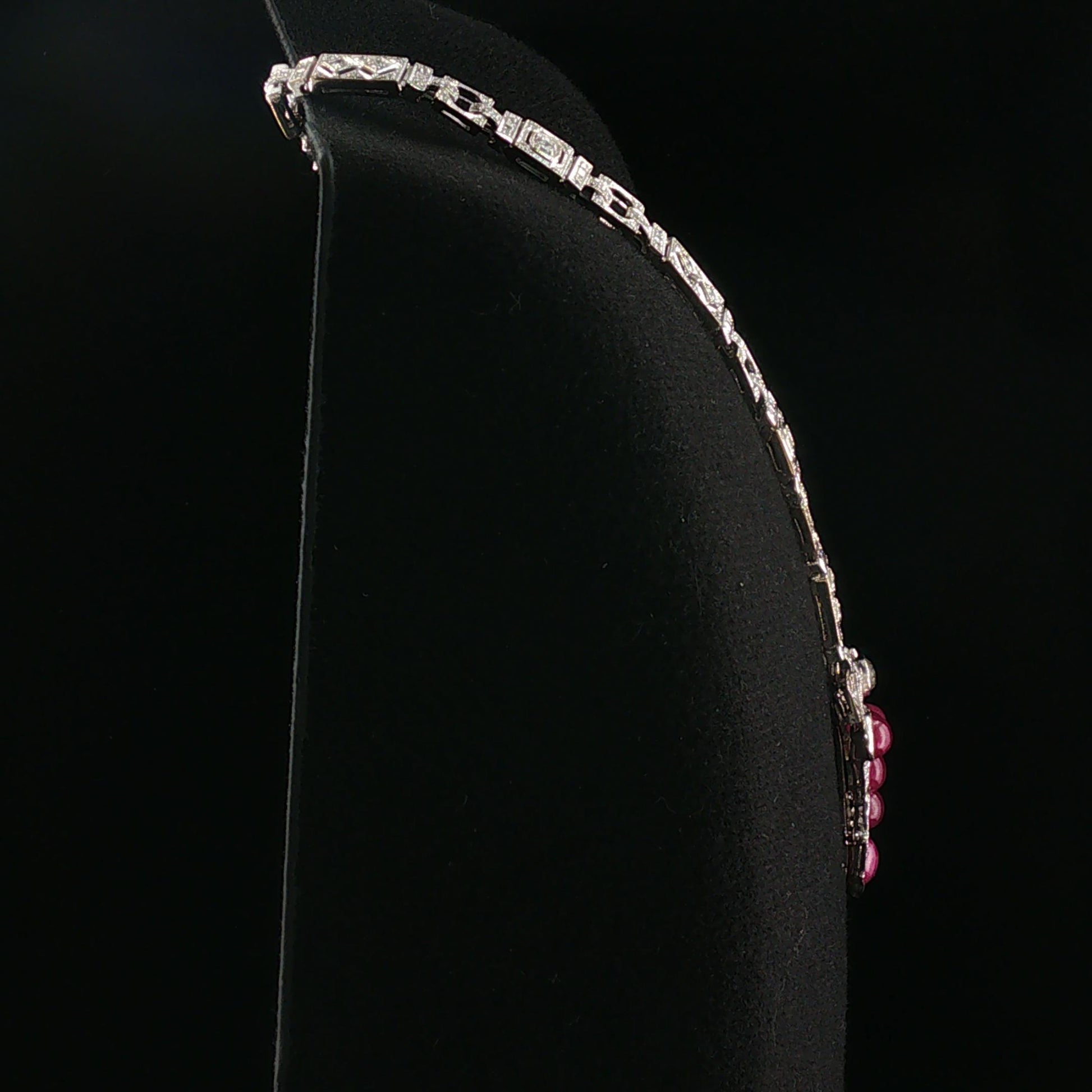 Rare Vintage Gillott & Co. Detachable Pendant Ruby and Platinum Necklace