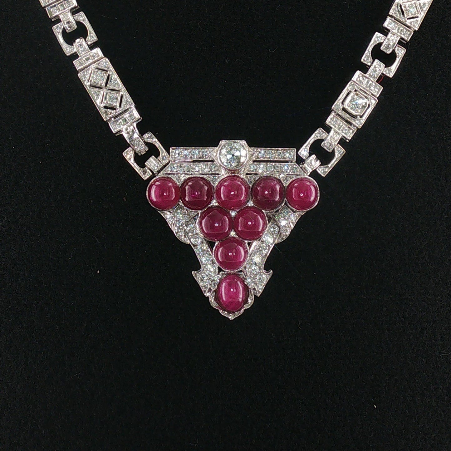 Rare Vintage Gillott & Co. Detachable Pendant Ruby and Platinum Necklace