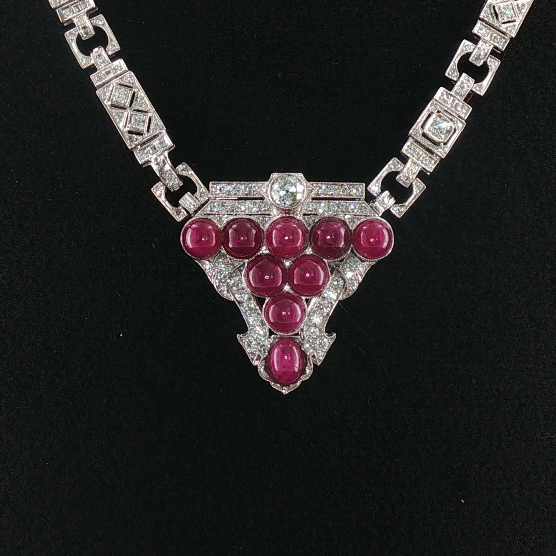 Rare Vintage Gillott & Co. Detachable Pendant Ruby and Platinum Necklace