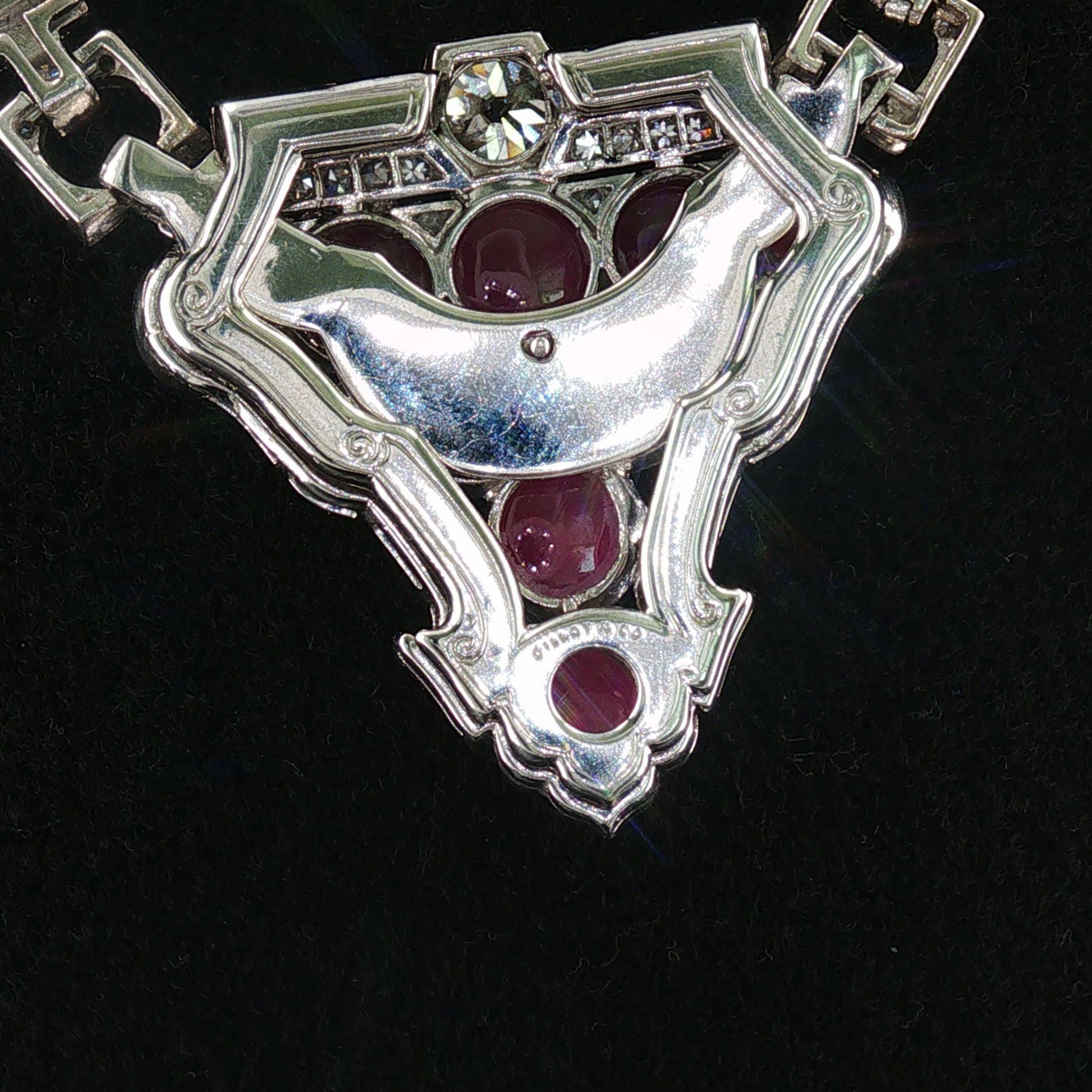 Rare Vintage Gillott & Co. Detachable Pendant Ruby and Platinum Necklace