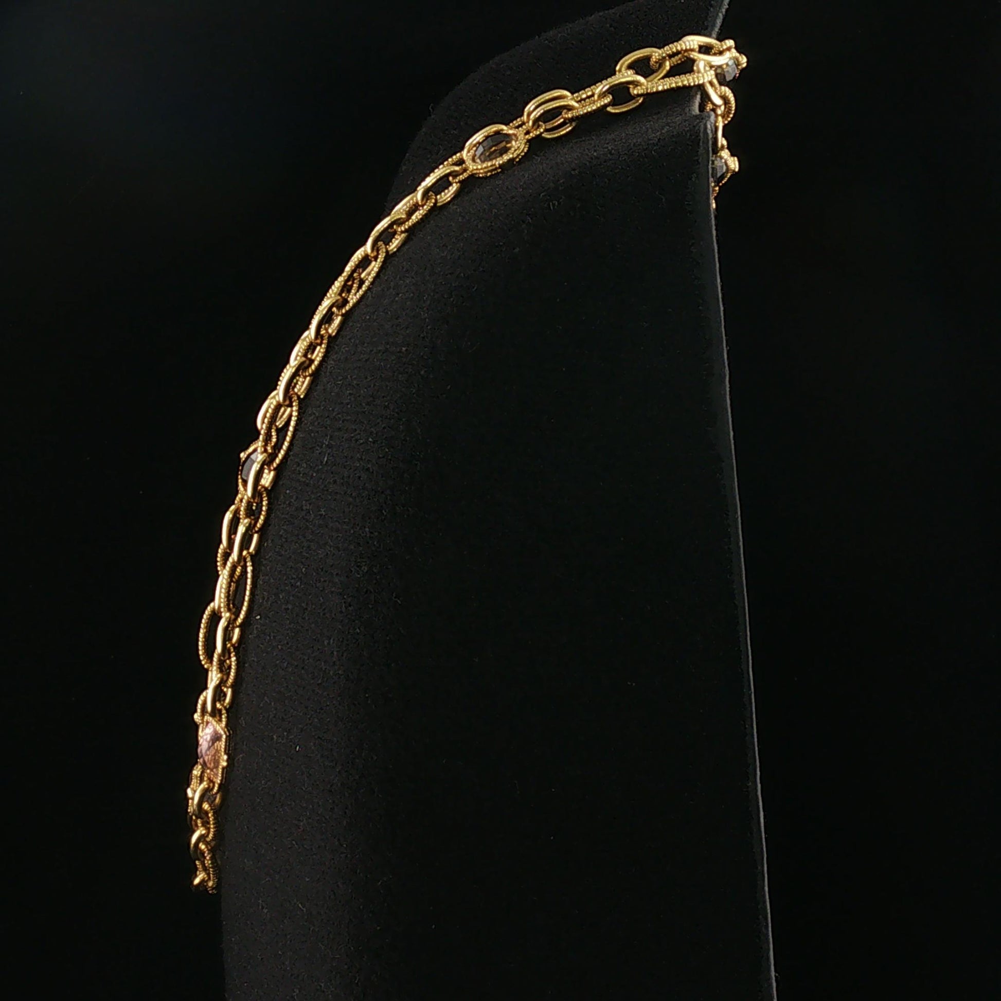 Vintage Multi-Quartz Textured Judith Ripka 18K Rope Necklace