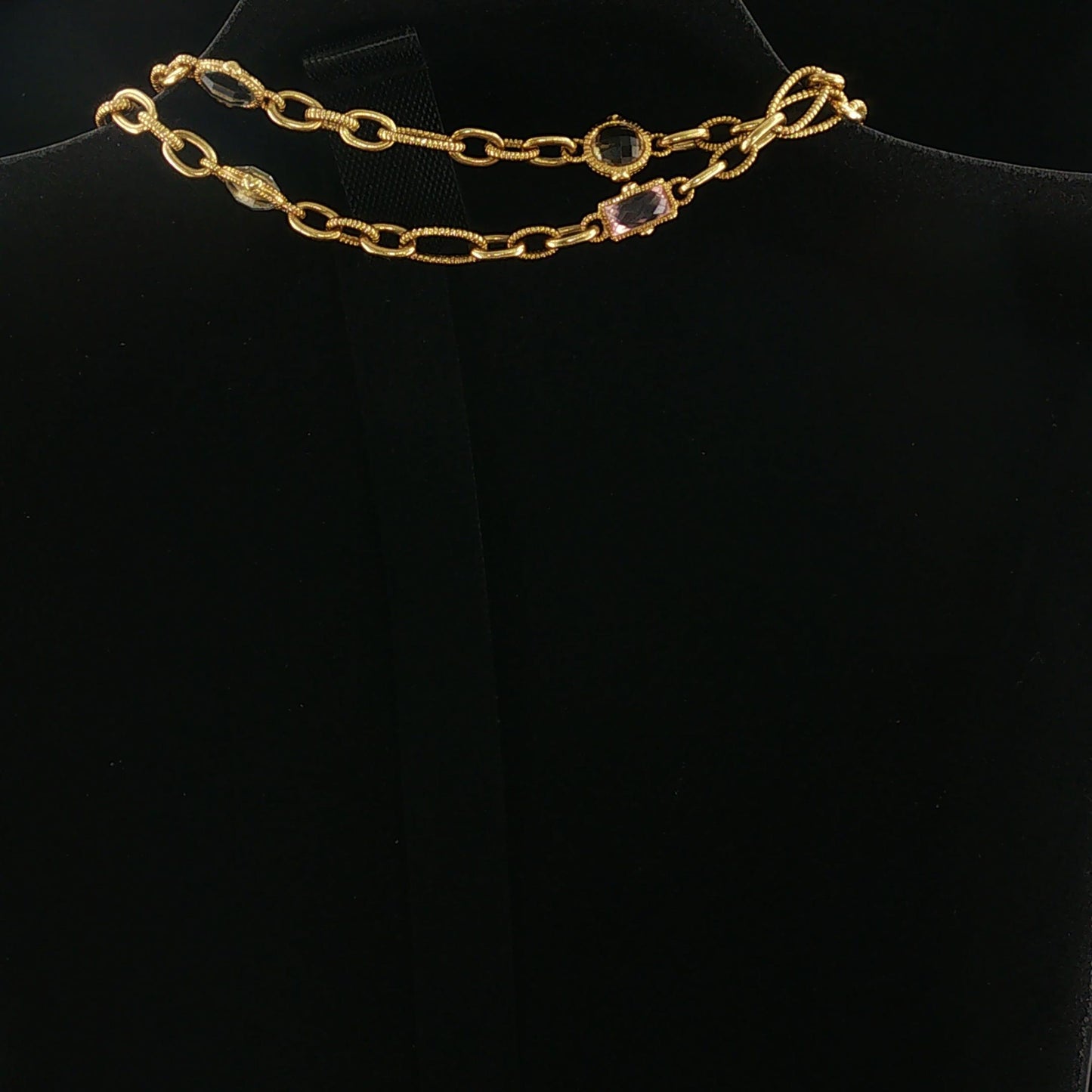 Vintage Multi-Quartz Textured Judith Ripka 18K Rope Necklace
