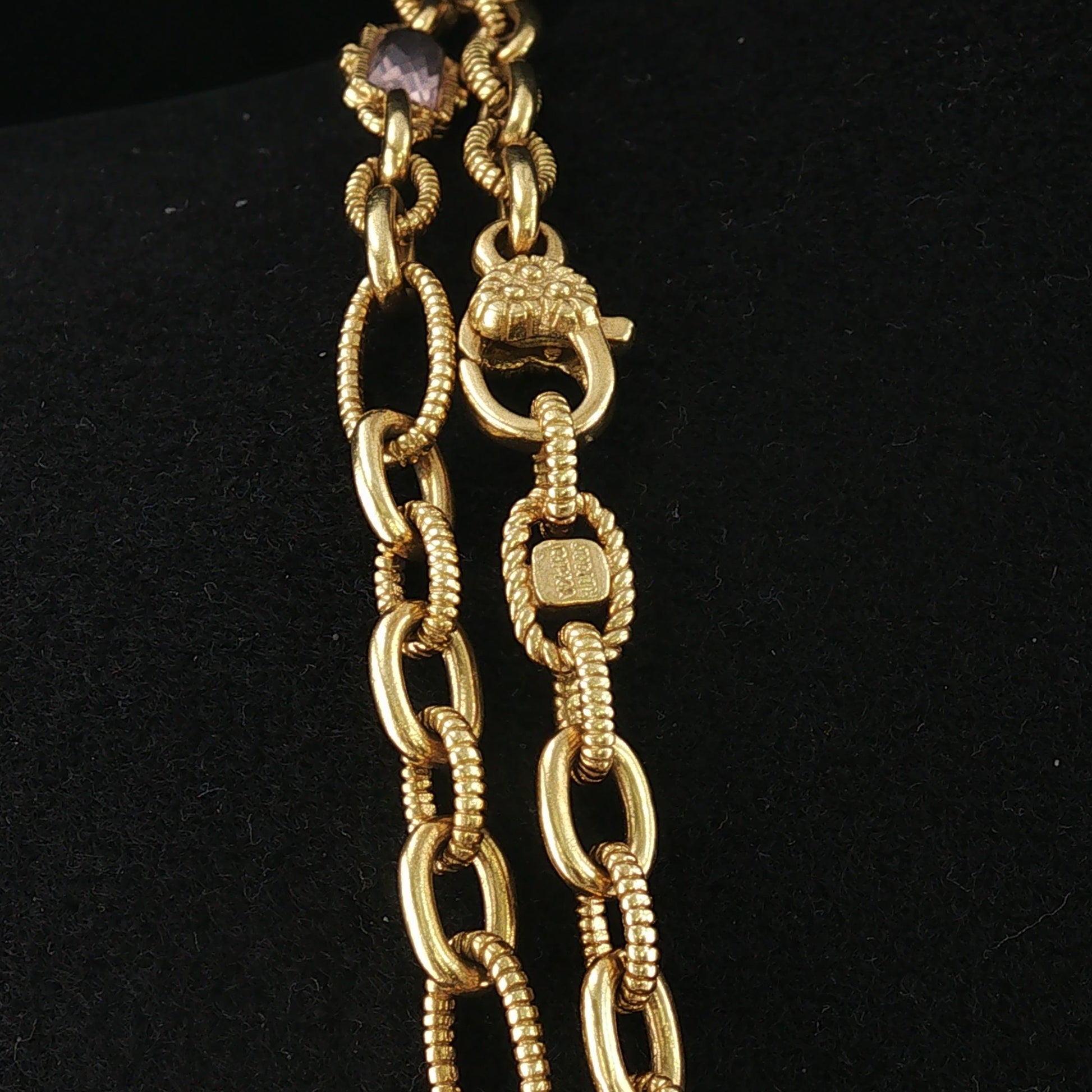 Vintage Multi-Quartz Textured Judith Ripka 18K Rope Necklace