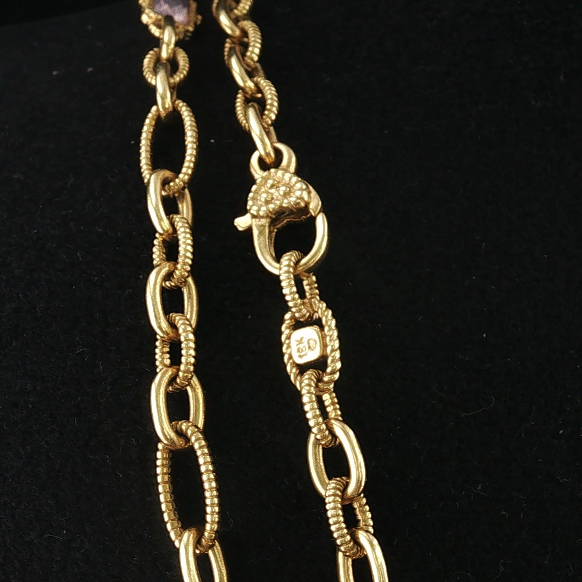 Vintage Multi-Quartz Textured Judith Ripka 18K Rope Necklace