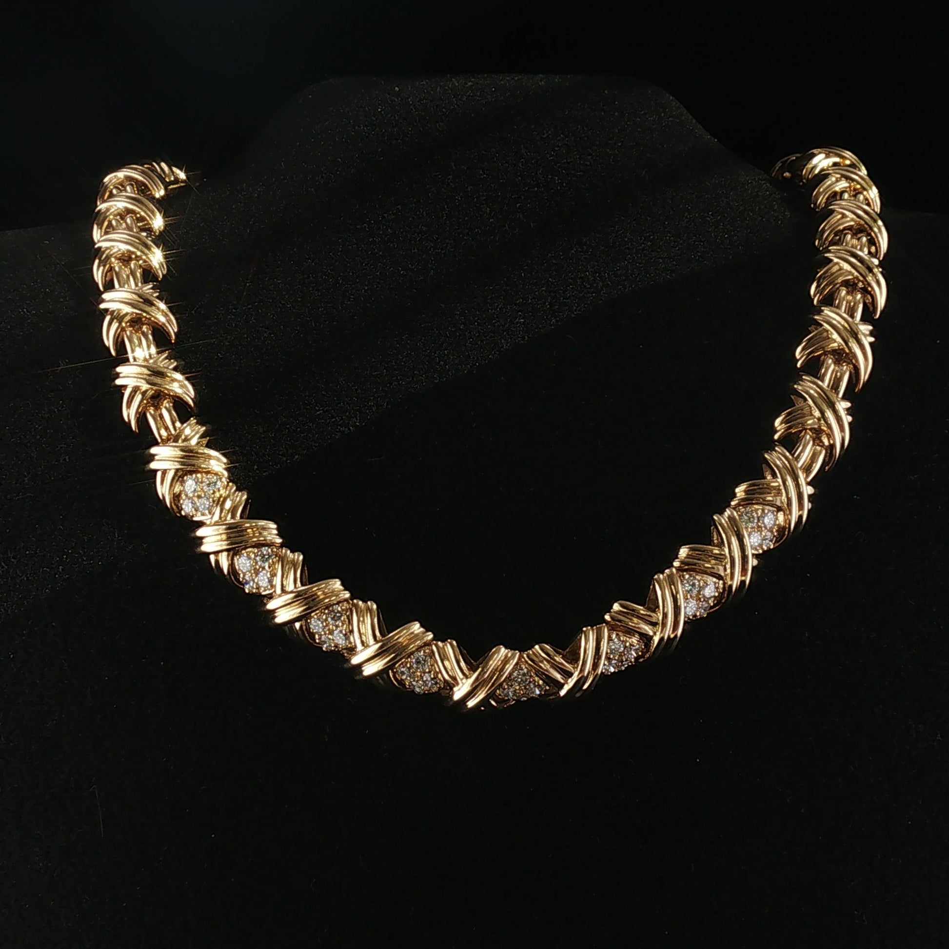 Vintage Tiffany & Co. 18K Yellow Gold and Diamond X Collection Necklace
