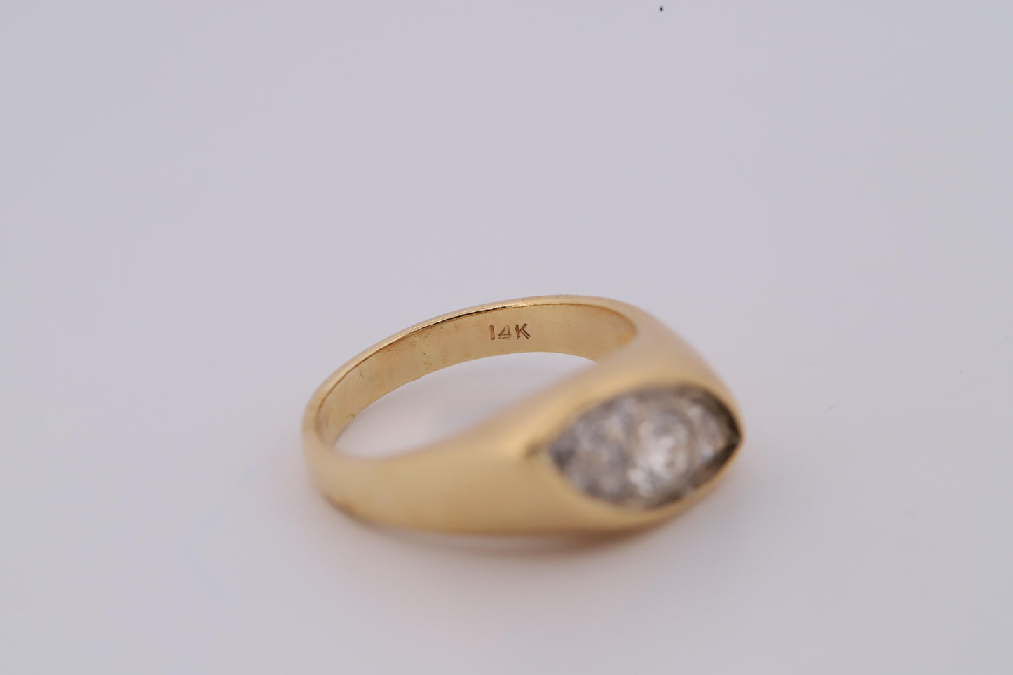 Vintage 18K Gold Diamond Marquise Design Cluster Ring