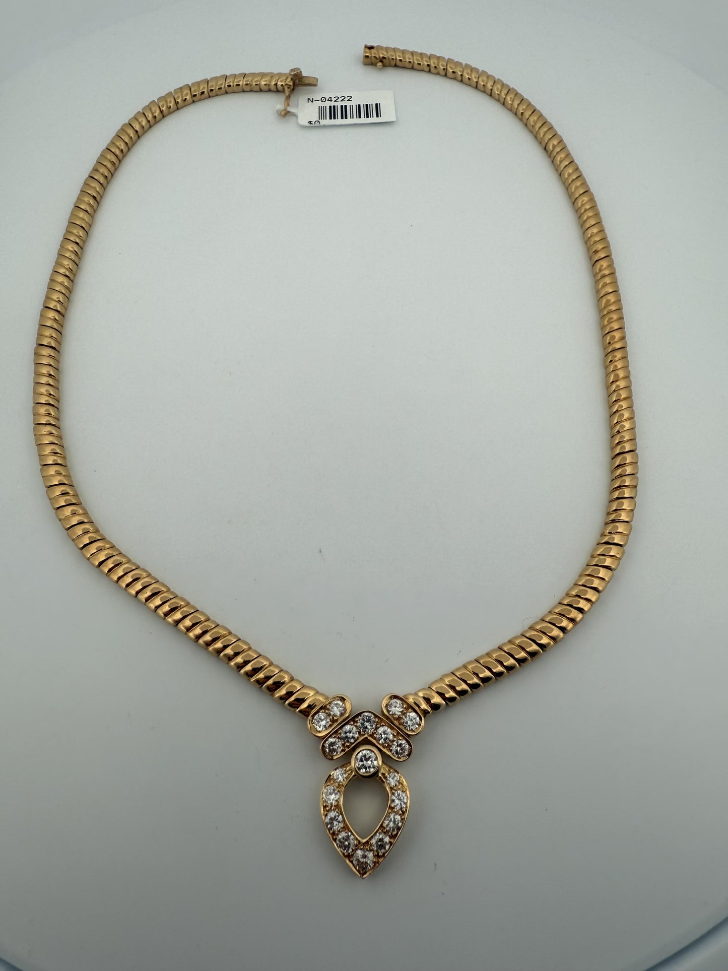 Van Cleef & Arpels 18K Yellow Gold Diamond Shaped Heart Necklace