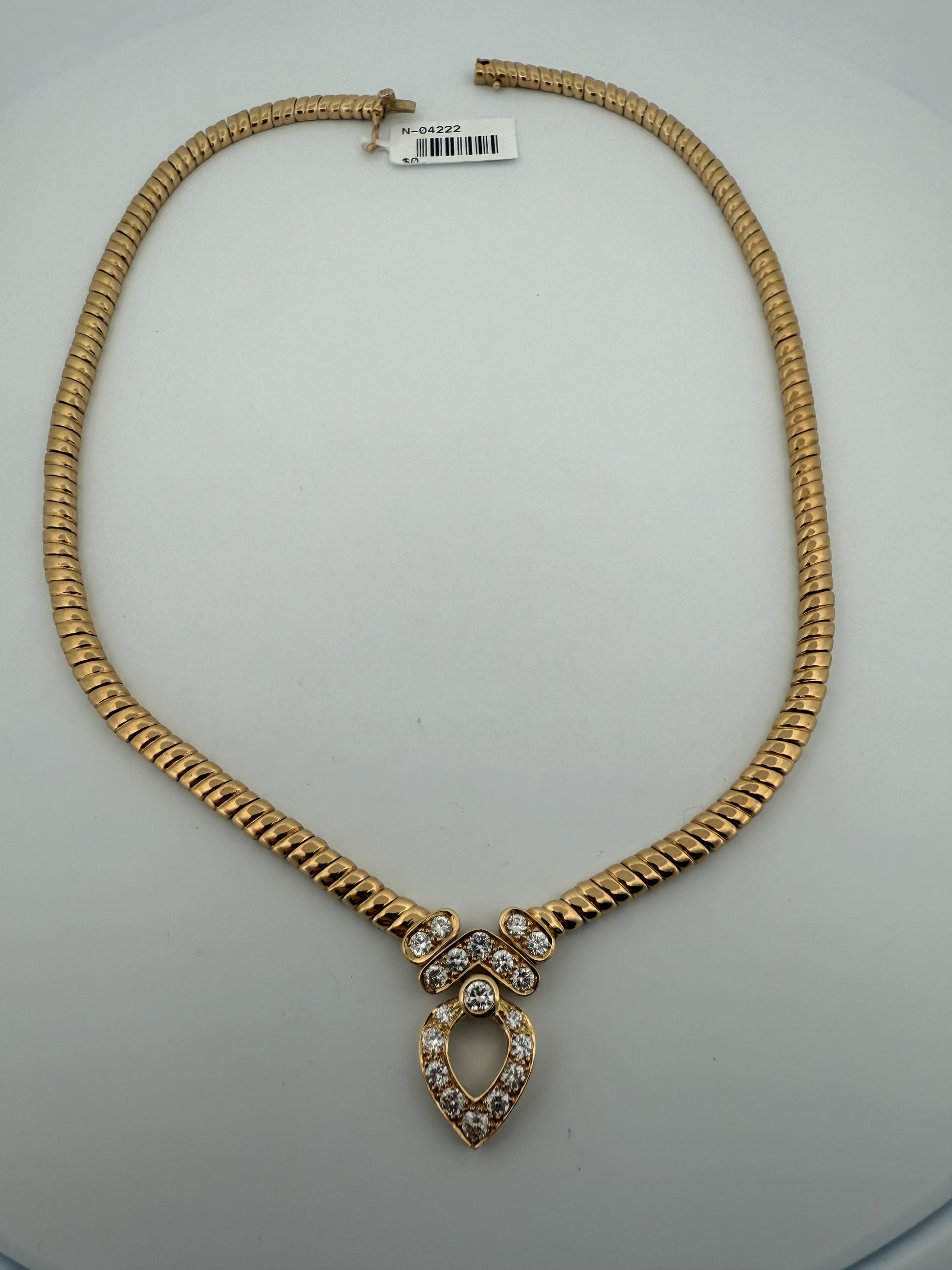 Van Cleef & Arpels 18K Yellow Gold Diamond Shaped Heart Necklace